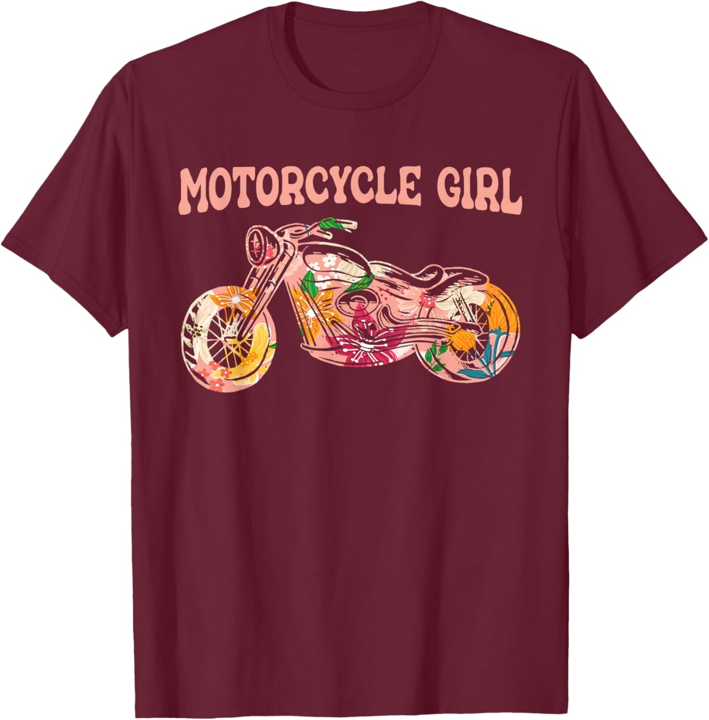 Motorcyclist Biker Girl - Motorcycle T-Shirt - T-Shirt | Maroon