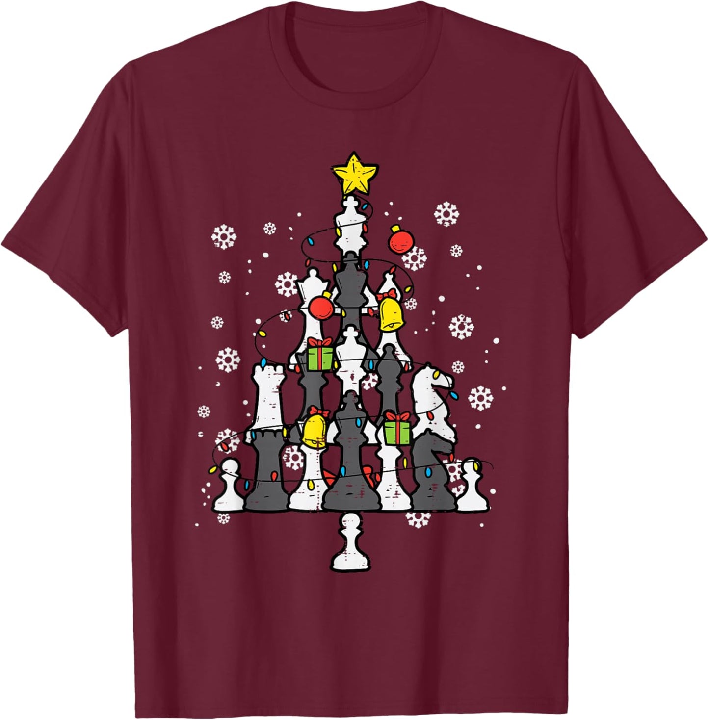 Chess Christmas Tree Xmas Pajamas PJs Chess Player T-Shirt - T-Shirt | Maroon