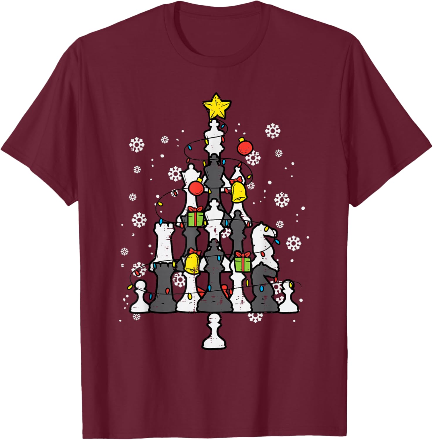 Chess Christmas Tree Xmas Pajamas PJs Chess Player T-Shirt - T-Shirt | Maroon