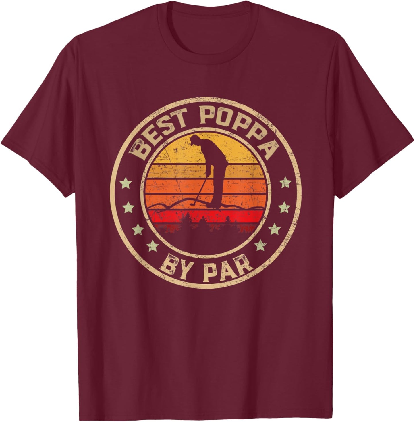 Vintage Best Poppa by Par Shirt Fathers Day Golfing T-Shirt - T-Shirt | Maroon