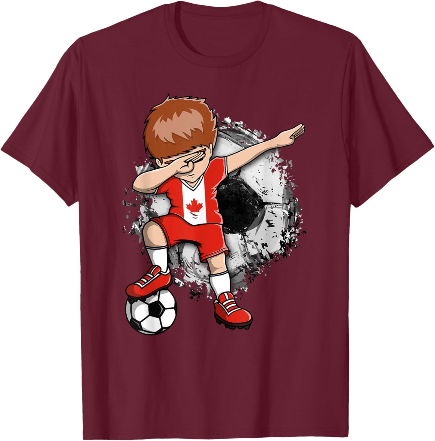 Dabbing Soccer Boy - Canada Jersey Canadian Soccer Fans T-Shirt - T-Shirt | Maroon