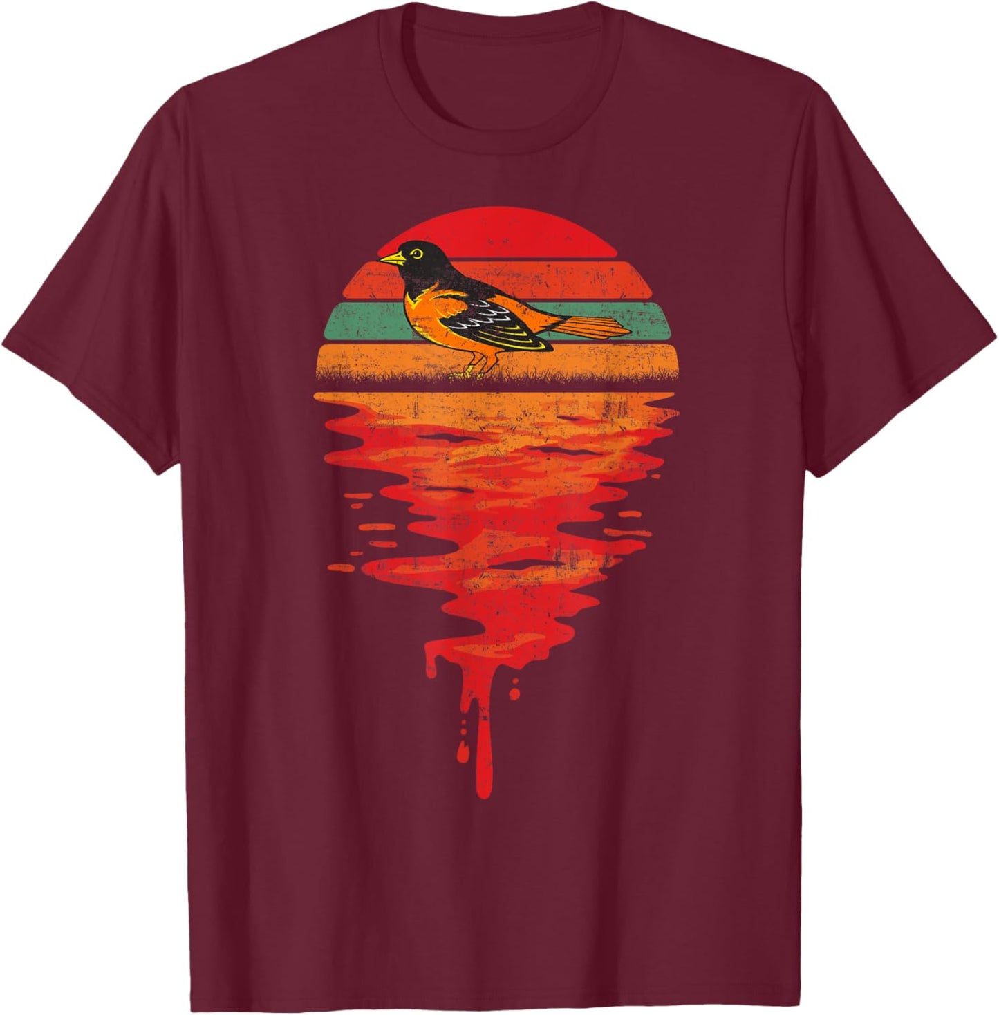 Retro Sunset Vintage Baltimore Oriole T-Shirt - T-Shirt | Maroon