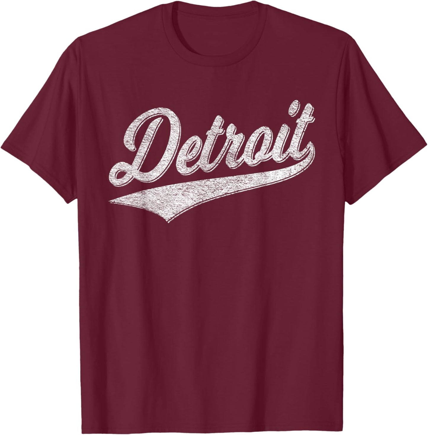 Detroit Varsity Script Classic Sports Jersey Style T-Shirt - T-Shirt | Maroon