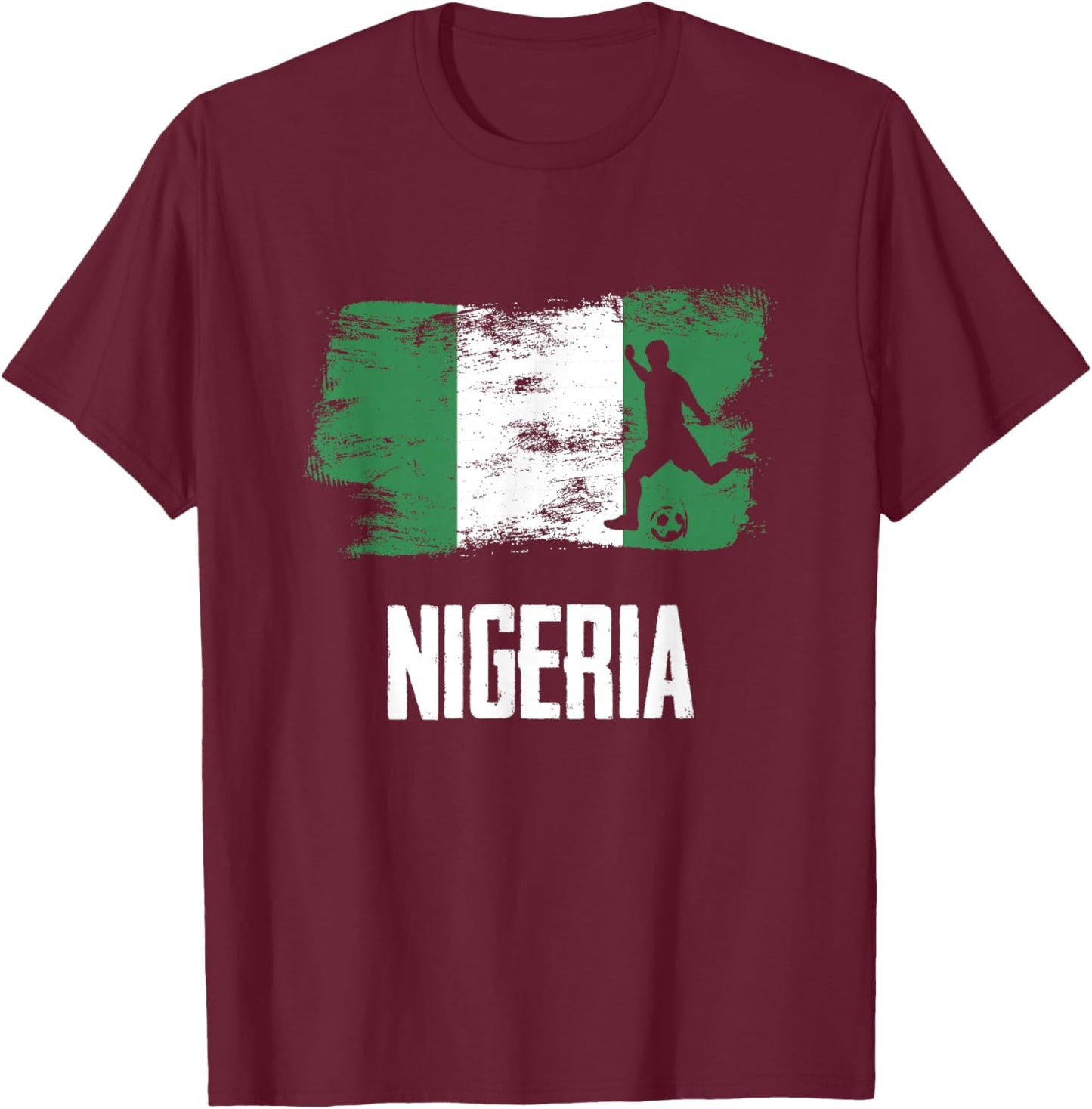 Nigeria Flag Jersey Nigerian Soccer Team Nigerian T-Shirt - T-Shirt | Maroon