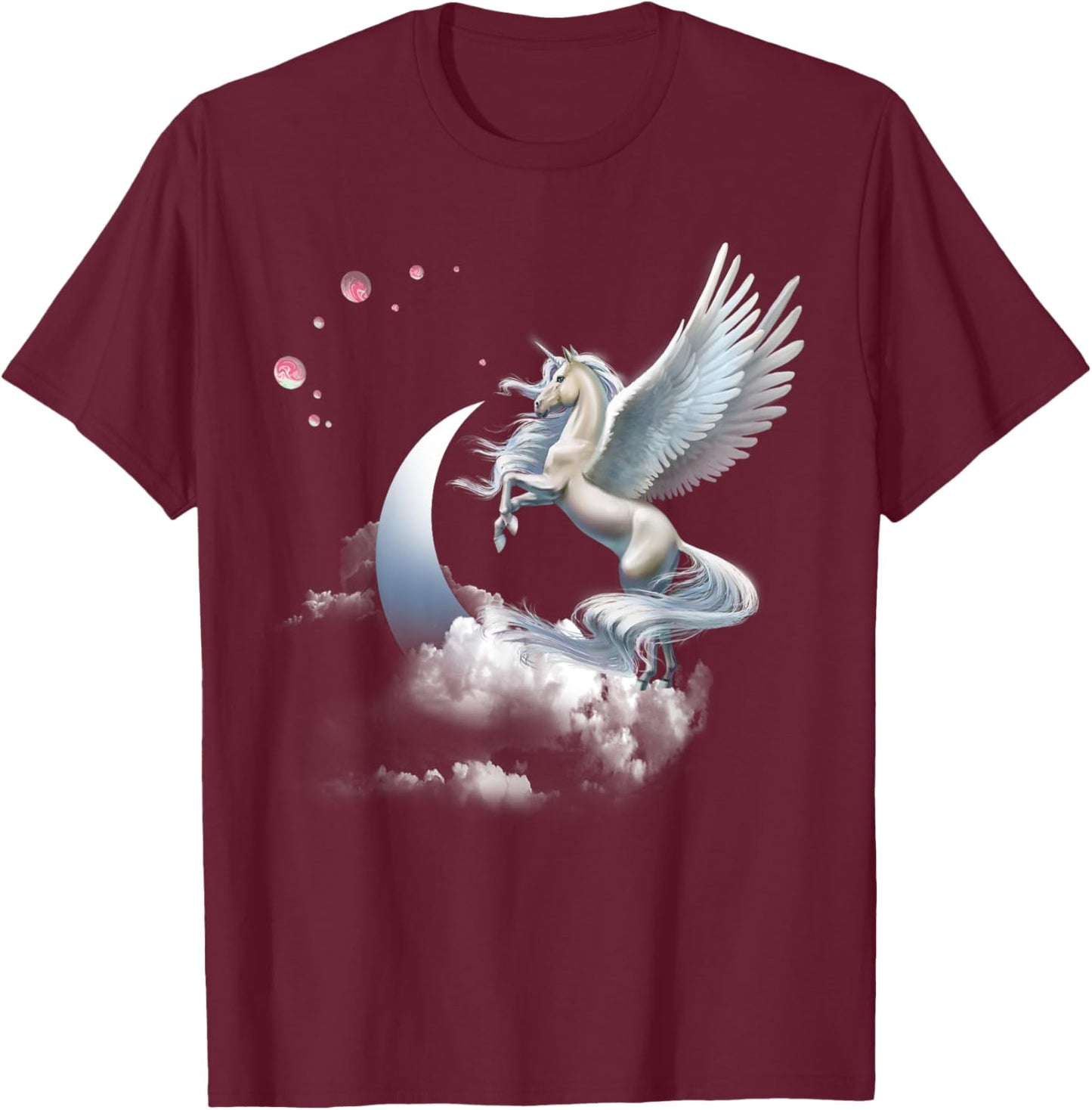 Unicorn or Pegasus Flying Horse T-Shirt - T-Shirt | Maroon