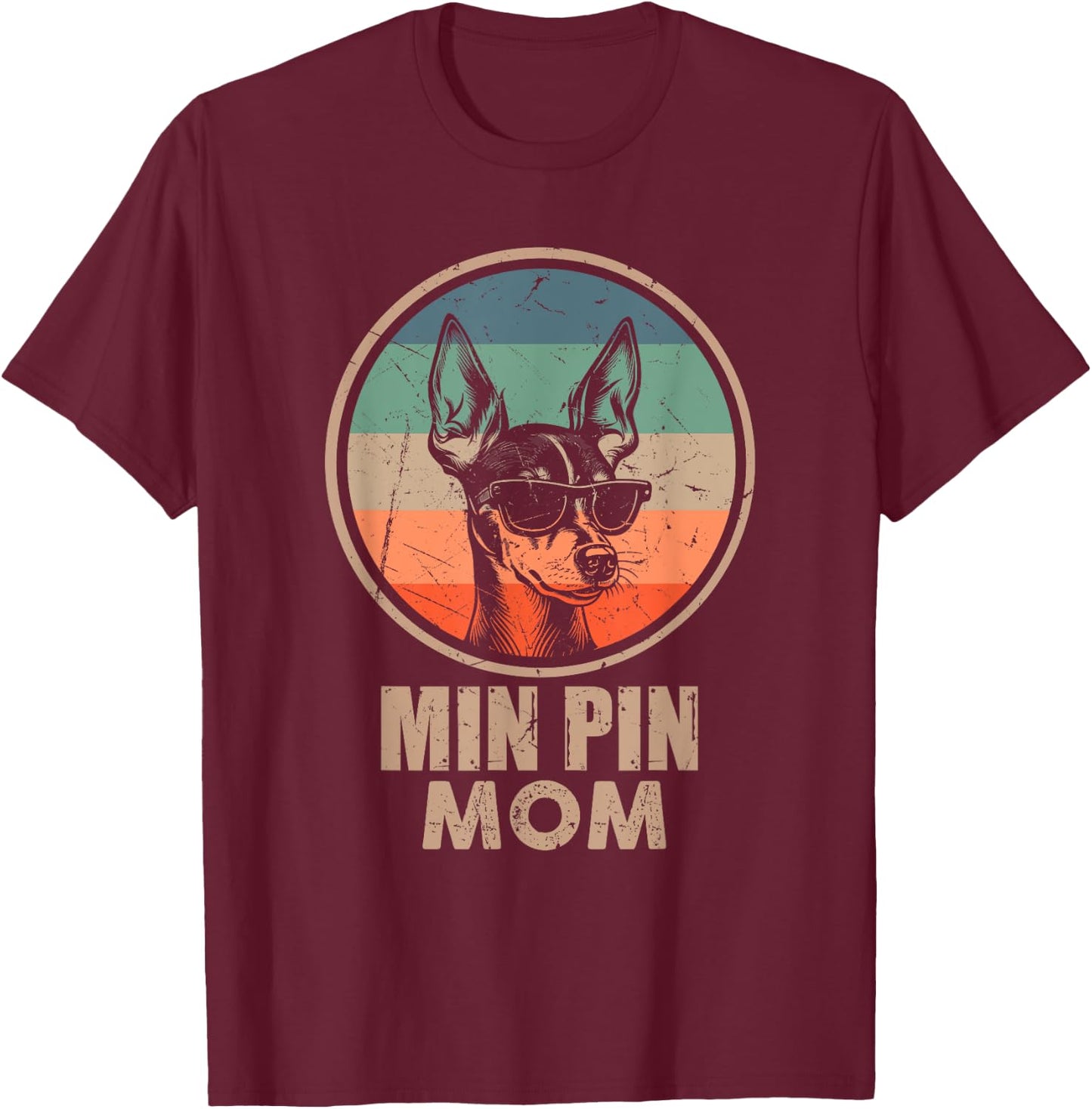 Vintage Min Pin Dog Mom Gifts Funny Dog Mom Lover T-Shirt - T-Shirt | Maroon