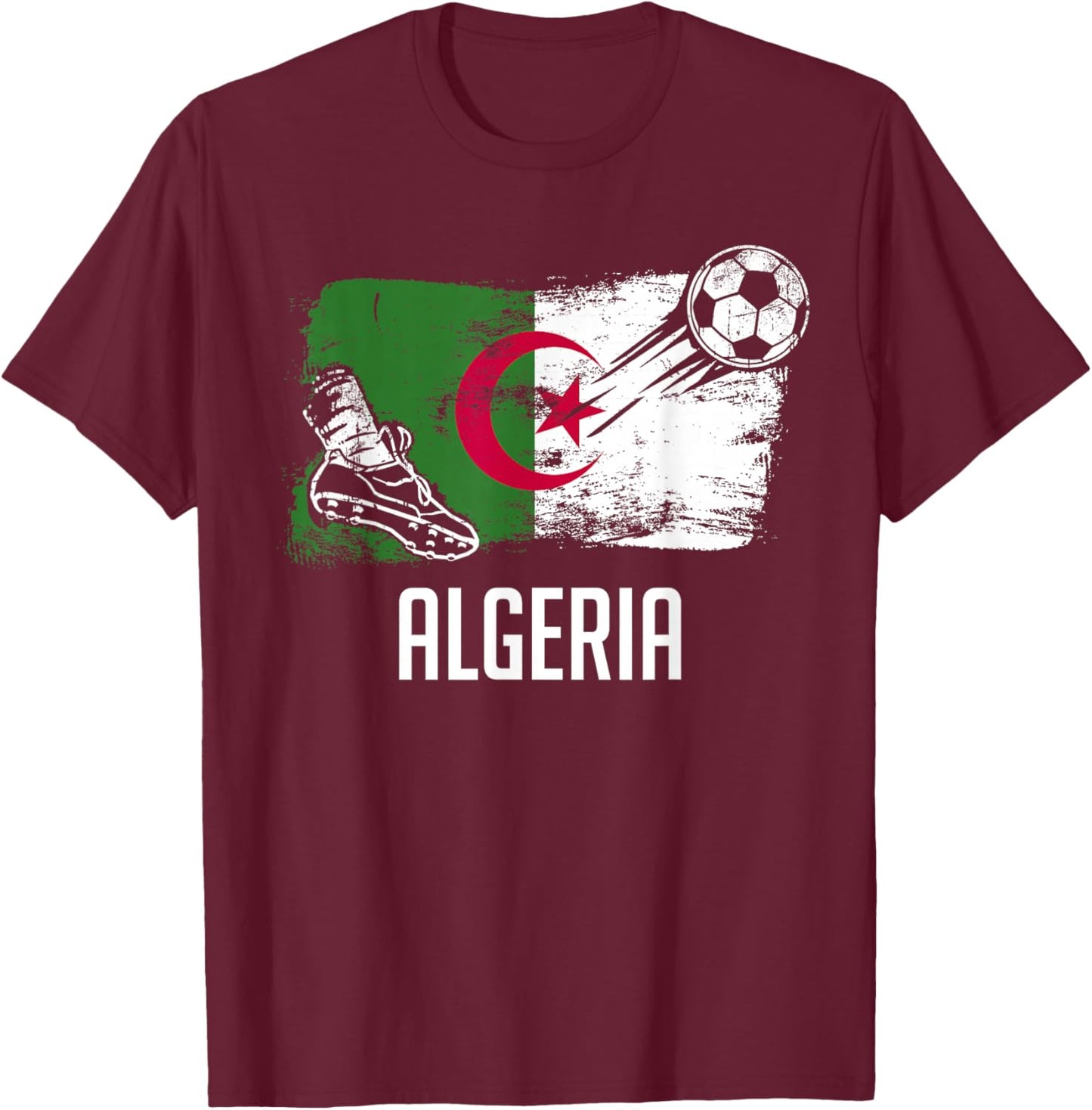 Algeria Flag Jersey Algerian Soccer Team Algerian T-Shirt - T-Shirt | Maroon