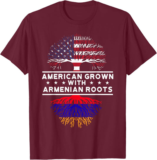 American Grown with Armenian Roots - Armenia T-Shirt - T-Shirt | Maroon