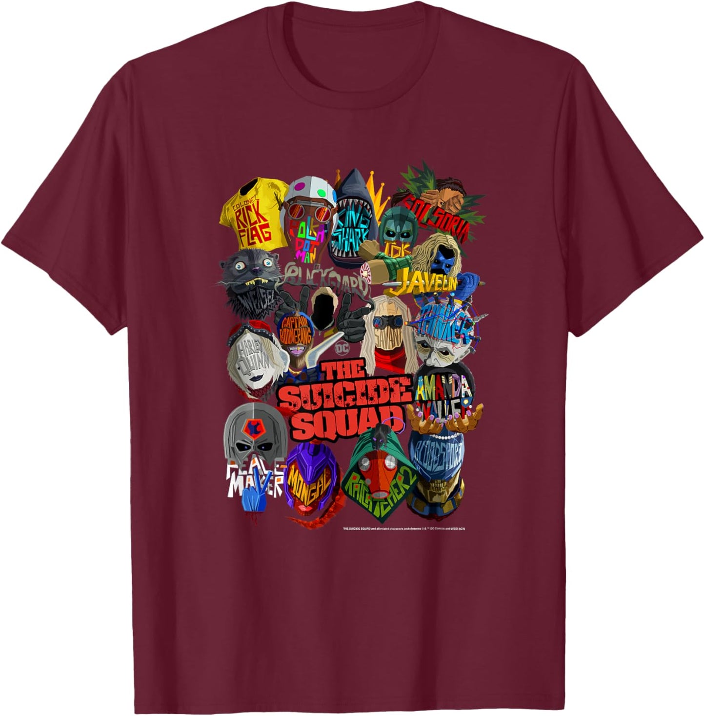 The Suicide Squad The Whole Squad Poster T-Shirt - T-Shirt | Maroon
