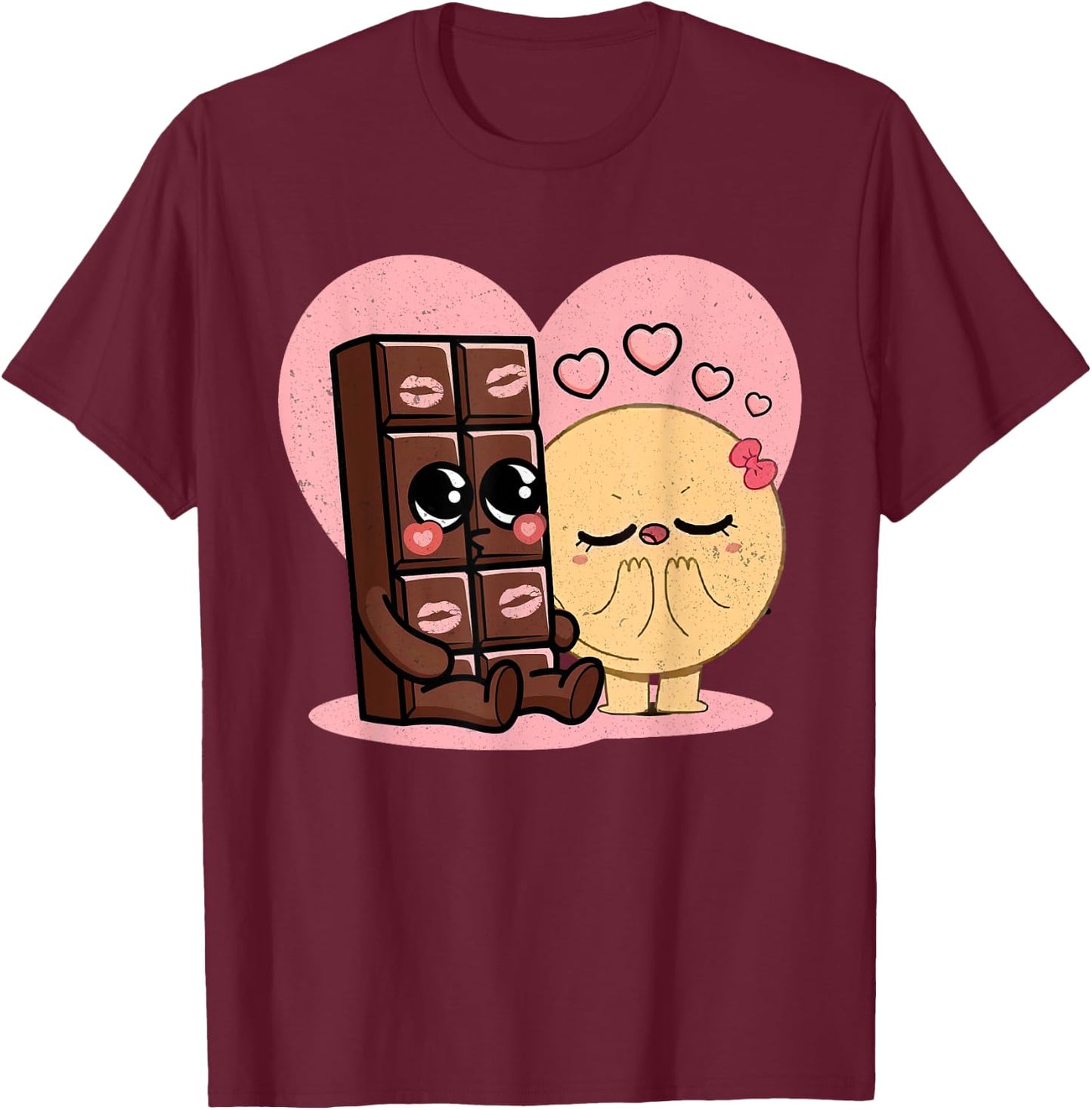 Choco And Pancake Couples Love Sweet Romantic Partners Ideas T-Shirt - T-Shirt | Maroon