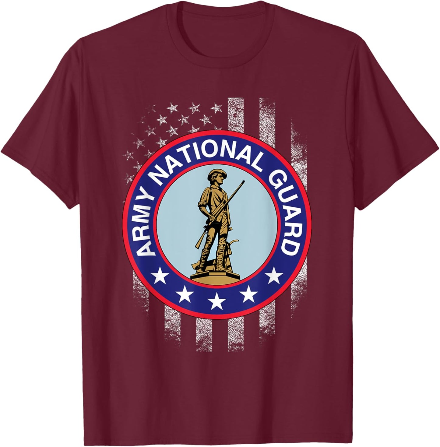 Proud Army National Guard USA Heart Flag Shirt US Veteran T-Shirt - T-Shirt | Maroon