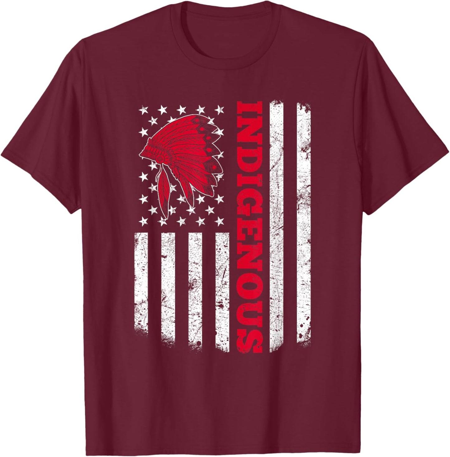 Indigenous American Flag for Native Americans T-Shirt - T-Shirt | Maroon
