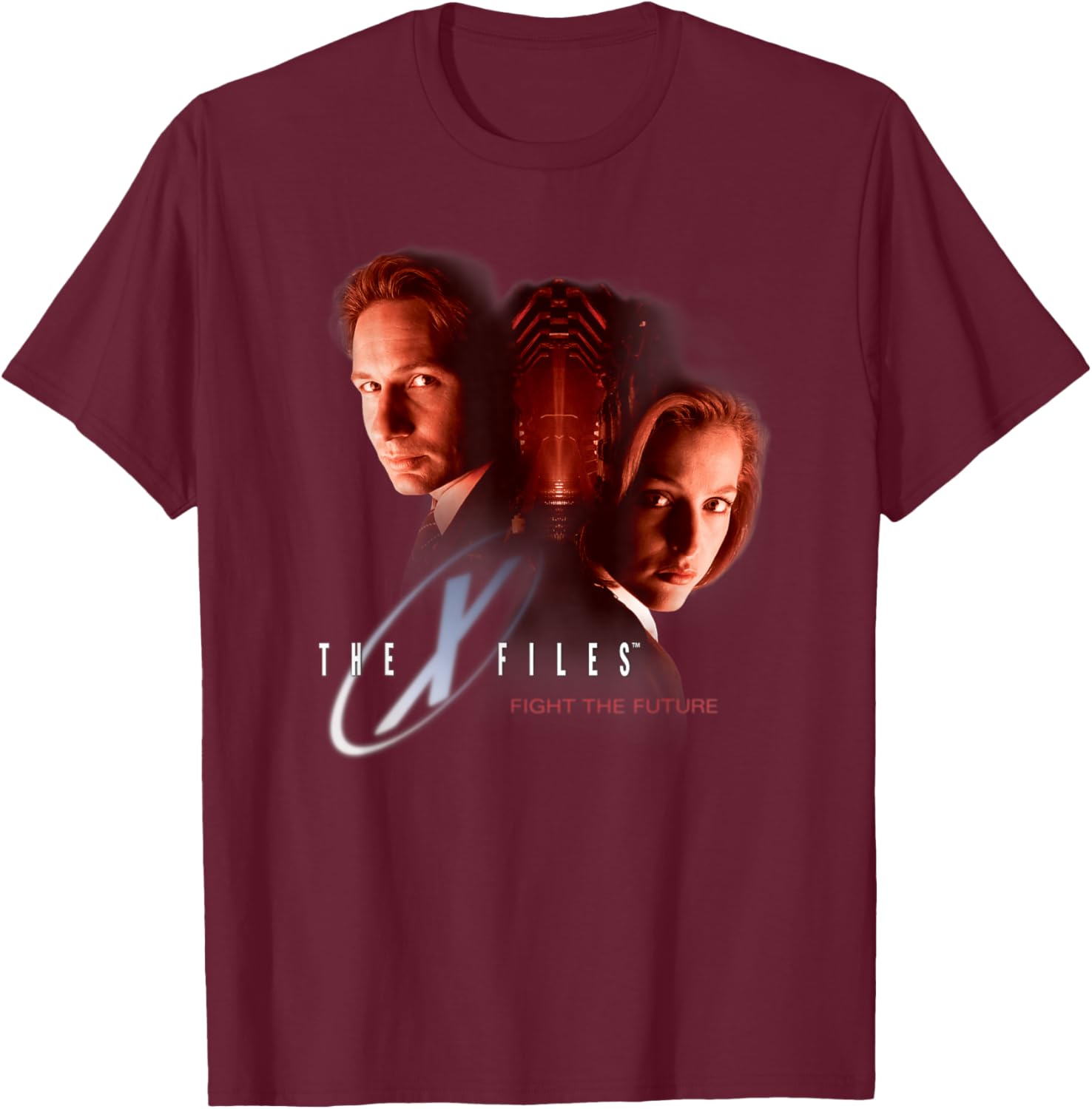 The X-Files Mulder and Scully Fight The Future 90s T-Shirt - T-Shirt | Maroon