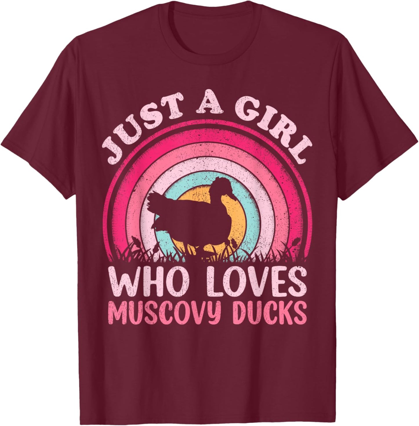 Duck Bird Vintage Retro Just A Girl Who Loves Muscovy Ducks T-Shirt - T-Shirt | Maroon