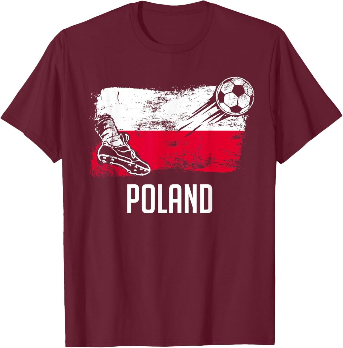Poland Flag Jersey Polish Soccer Team Polish T-Shirt - T-Shirt | Maroon