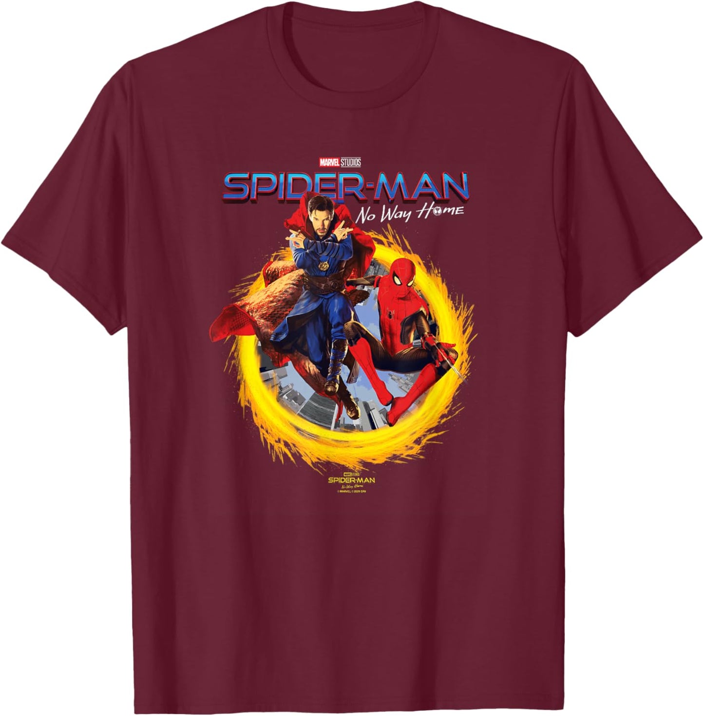 Marvel Spider-Man No Way Home Spidey Doctor Strange Poster T-Shirt - T-Shirt | Maroon