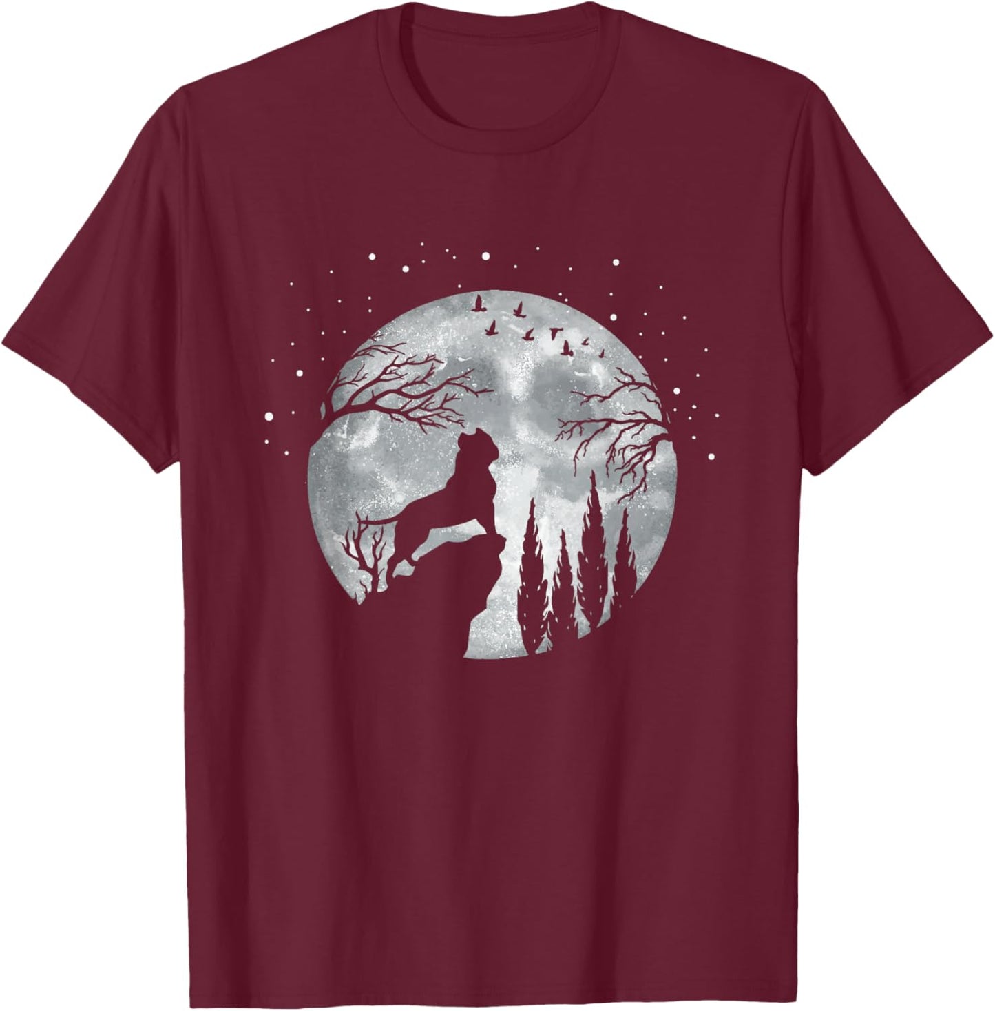 Four-legged Dog Breed - Full Moon American Bully T-Shirt - T-Shirt | Maroon