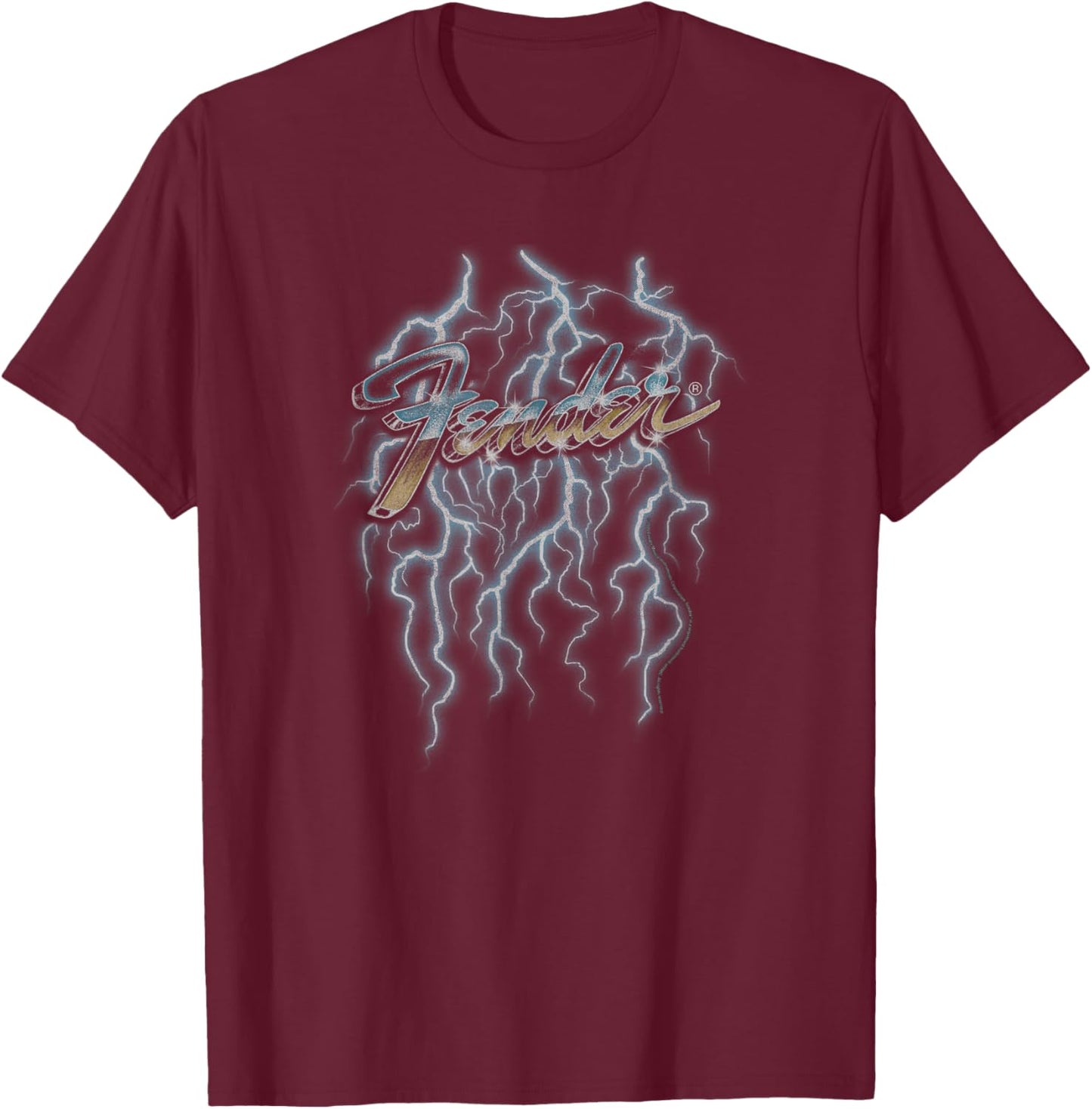 Fender Lightning Bolts Logo T-Shirt - T-Shirt | Maroon
