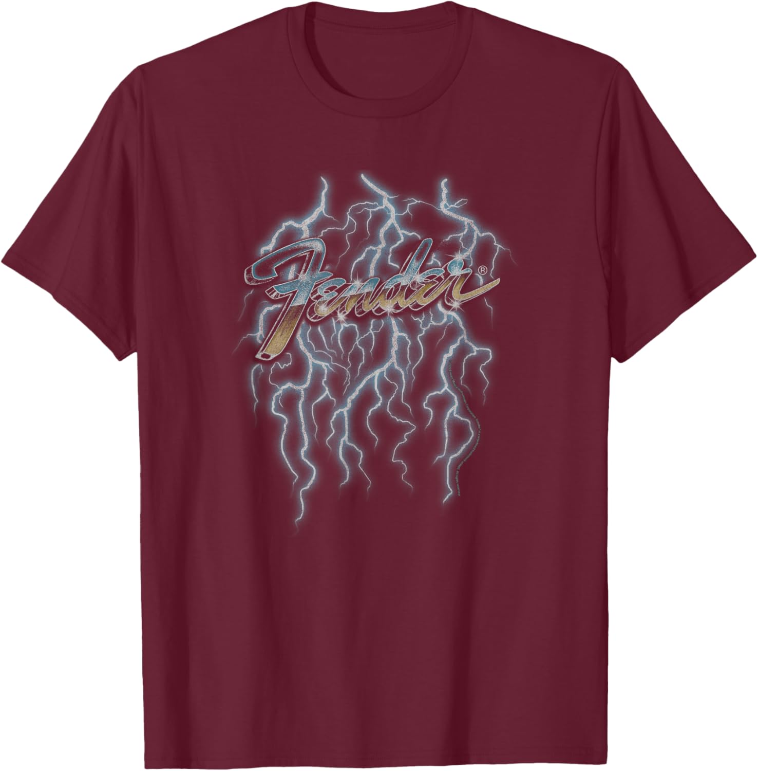 Fender Lightning Bolts Logo T-Shirt - T-Shirt | Maroon