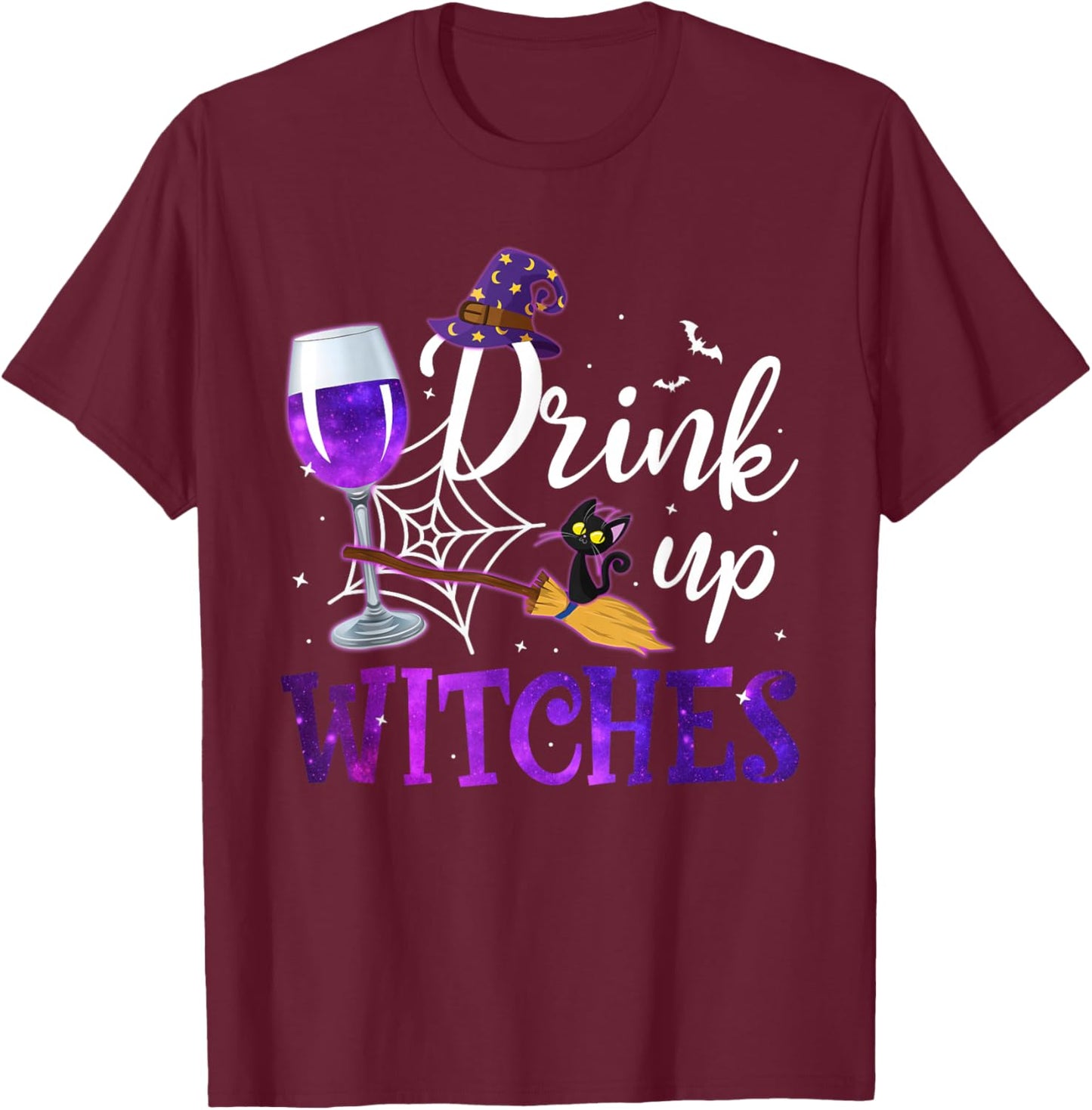 Funny Halloween Hat Drink Up Witches Funny Drink Up Witches T-Shirt - T-Shirt | Maroon