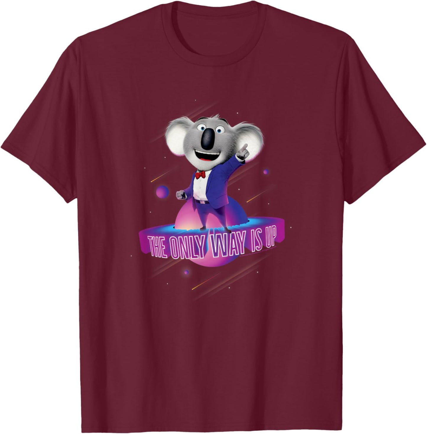 Sing 2 Buster Moon Retro Shooting Stars T-Shirt - T-Shirt | Maroon