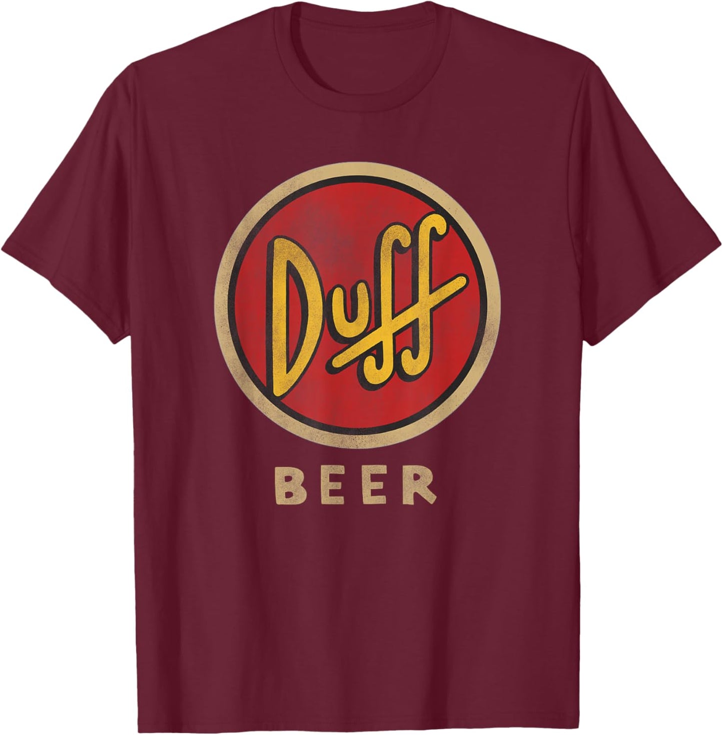 The Simpsons Duff Beer Circle Logo V2 T-Shirt - T-Shirt | Maroon