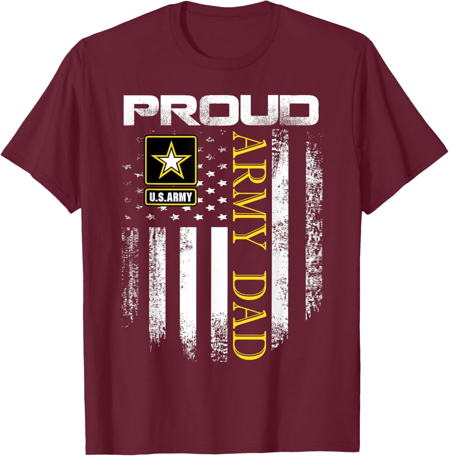 Vintage Proud Army Dad with American Flag Gift T-Shirt - T-Shirt | Maroon