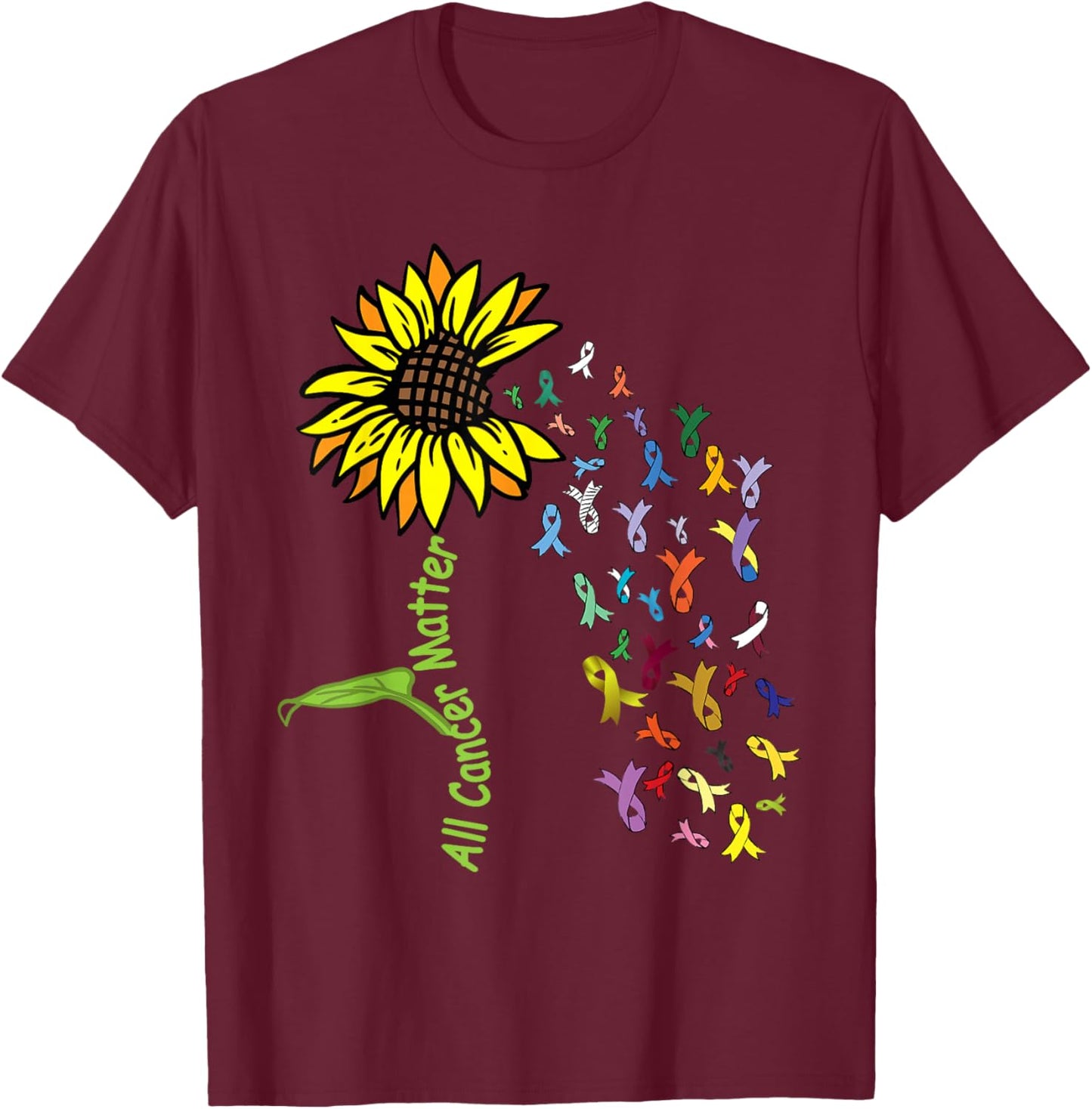 All Cancer Matters Awareness Day Ribbon T-Shirt - T-Shirt | Maroon