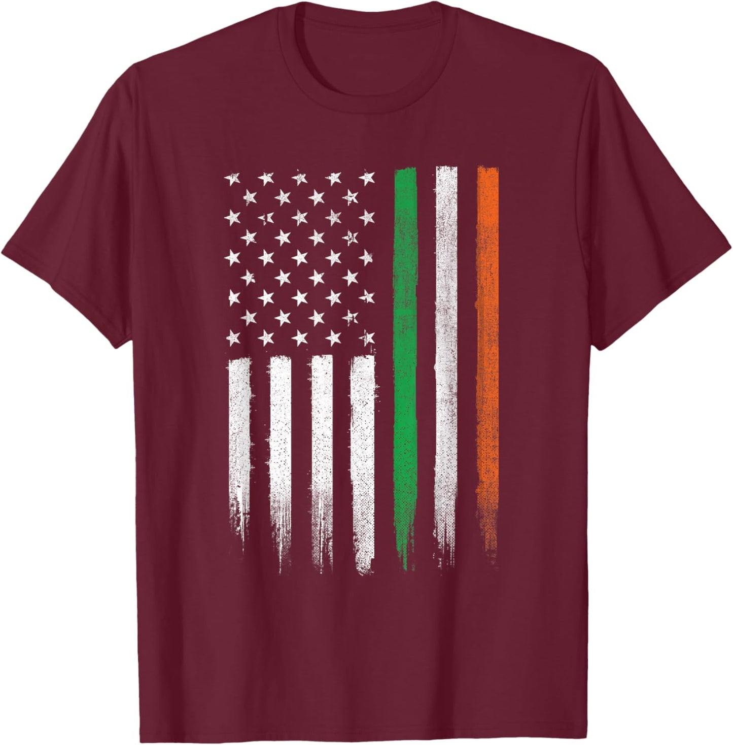 Patriotic Irish American Flag Ireland St. Patrick's Day T-Shirt - T-Shirt | Maroon