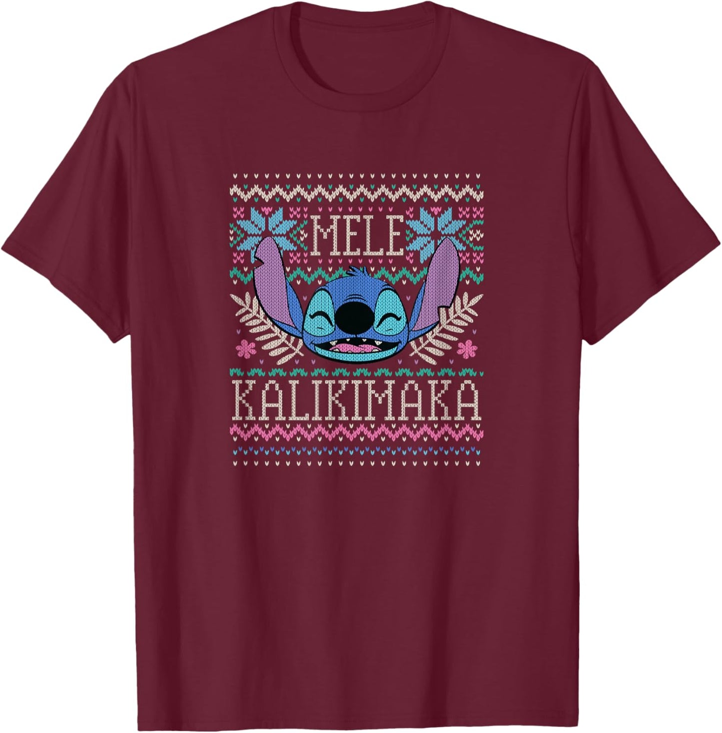 Lilo & Stitch - Mele Kalikimaka T-Shirt - T-Shirt | Maroon