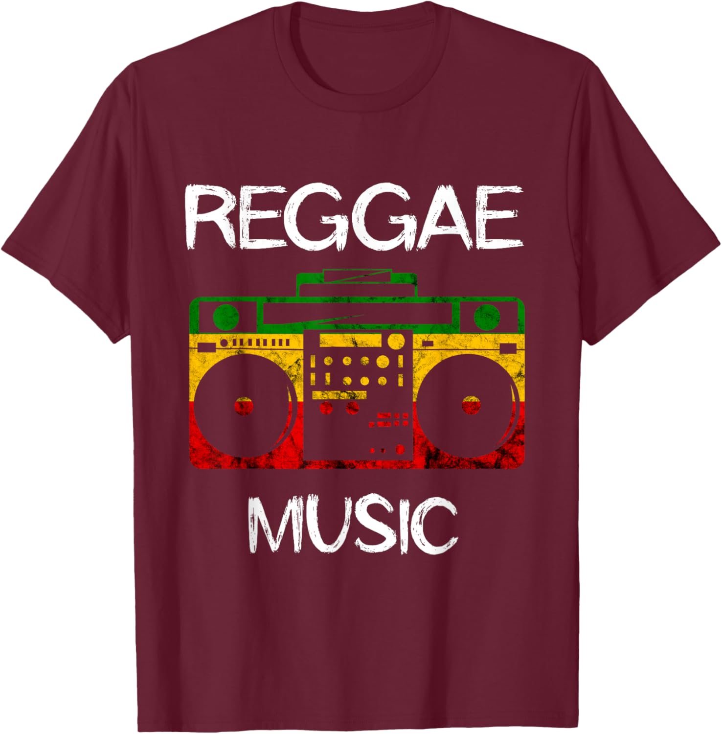 Reggae Music Boombox Music Box Rastafarian Jamaica Reggaeton T-Shirt - T-Shirt | Maroon