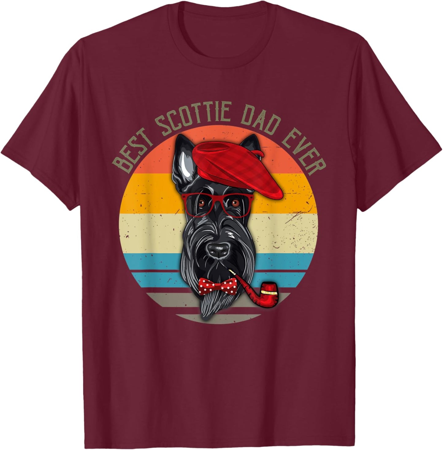 Vintage Retro Funny Best Scottie Dad Ever Dog Lover T-Shirt - T-Shirt | Maroon