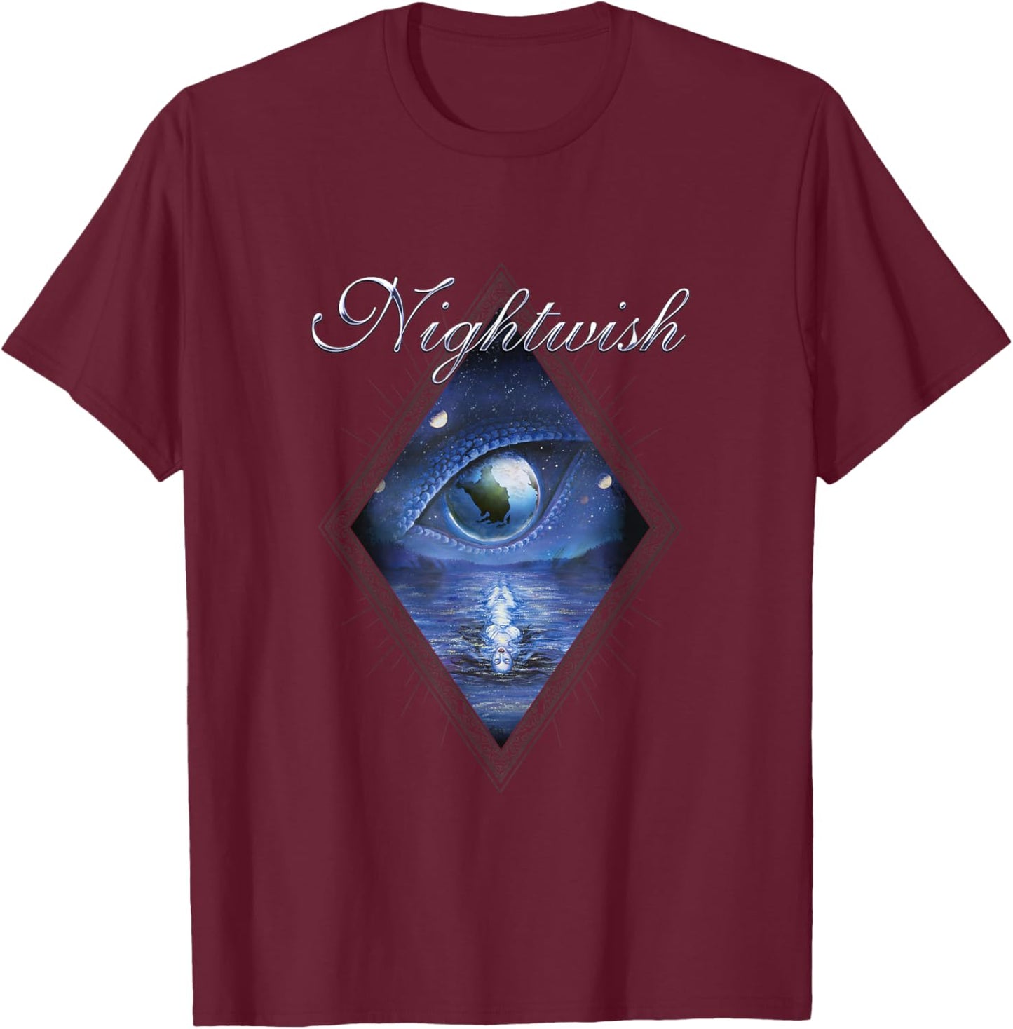 Oceanborn (Album Cover + Nightwish Logo) T-Shirt - T-Shirt | Maroon