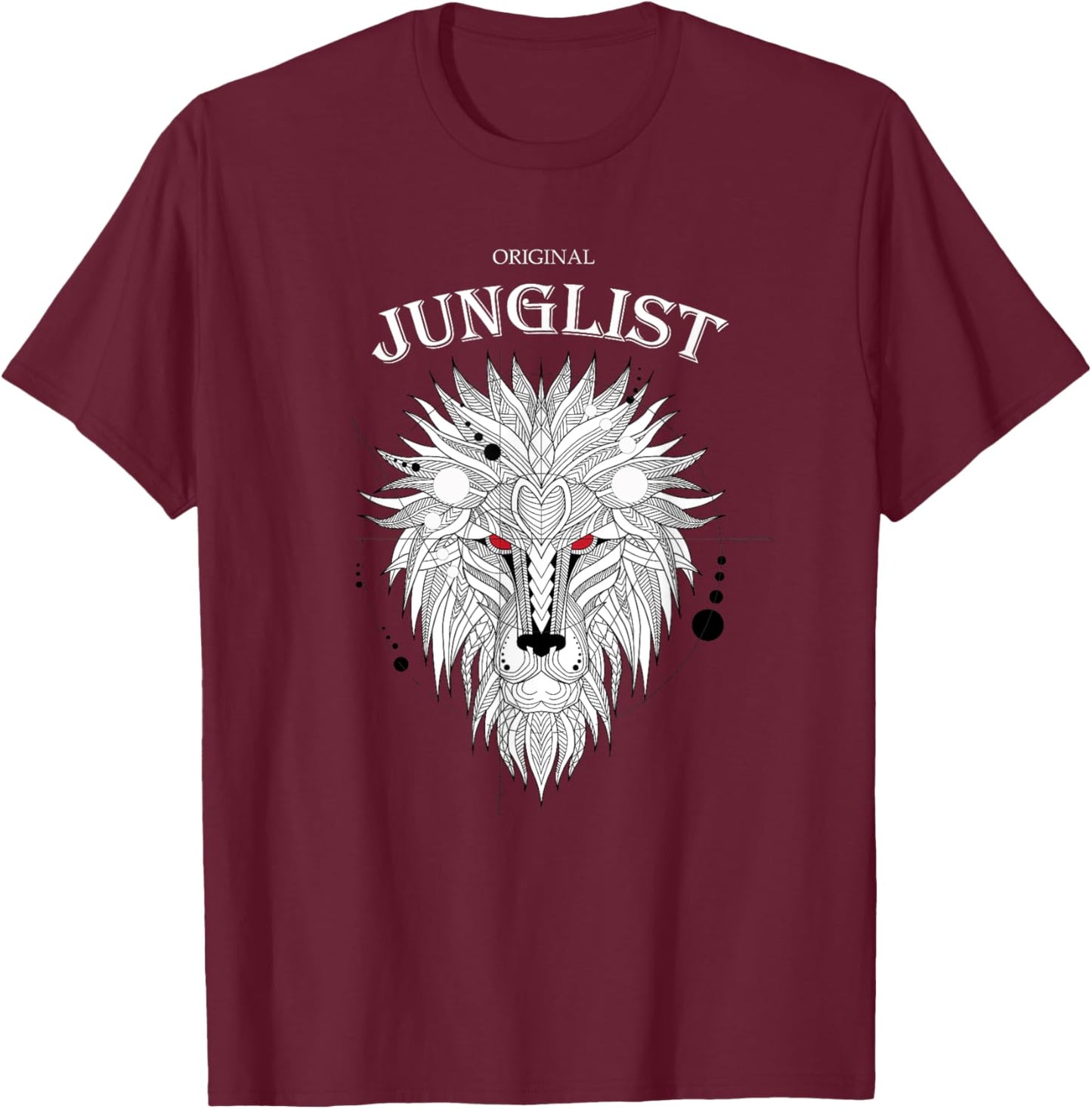 Drum and Bass Jungle music Junglist dnb Music Lion Head T-Shirt - T-Shirt | Maroon