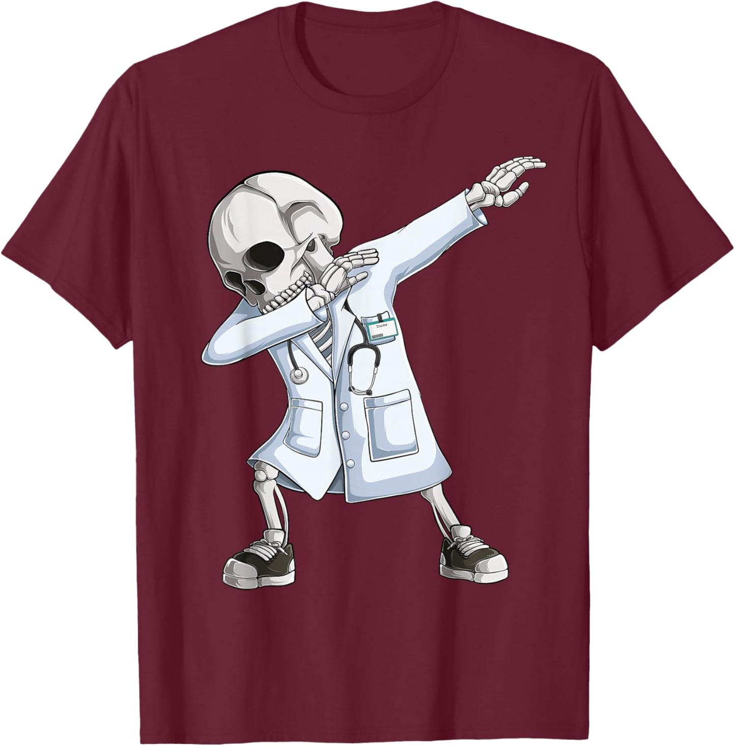 Dabbing Skeleton Doctor Halloween Costume Men Women T-Shirt - T-Shirt | Maroon
