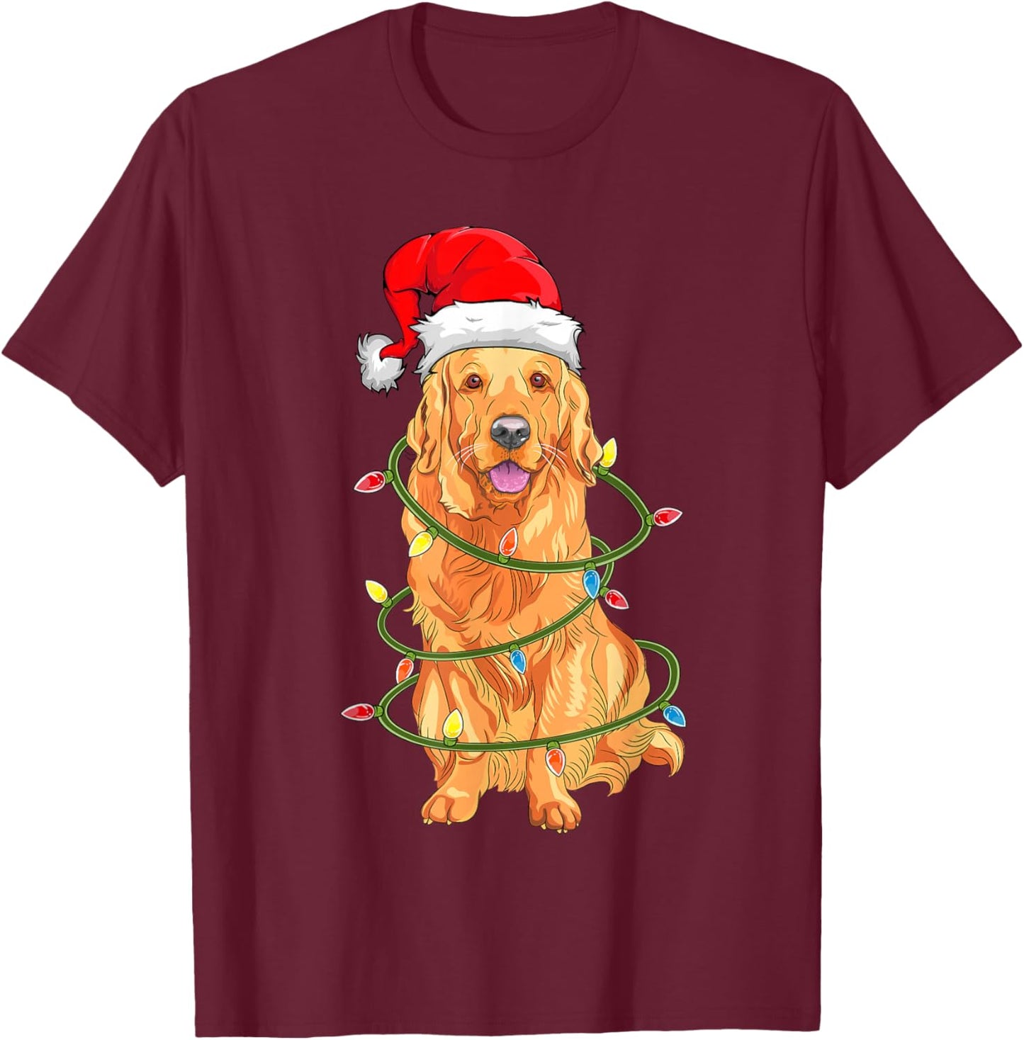 Christmas Dog Shirt, Christmas Golden retriever Pajama T-Shirt - T-Shirt | Maroon