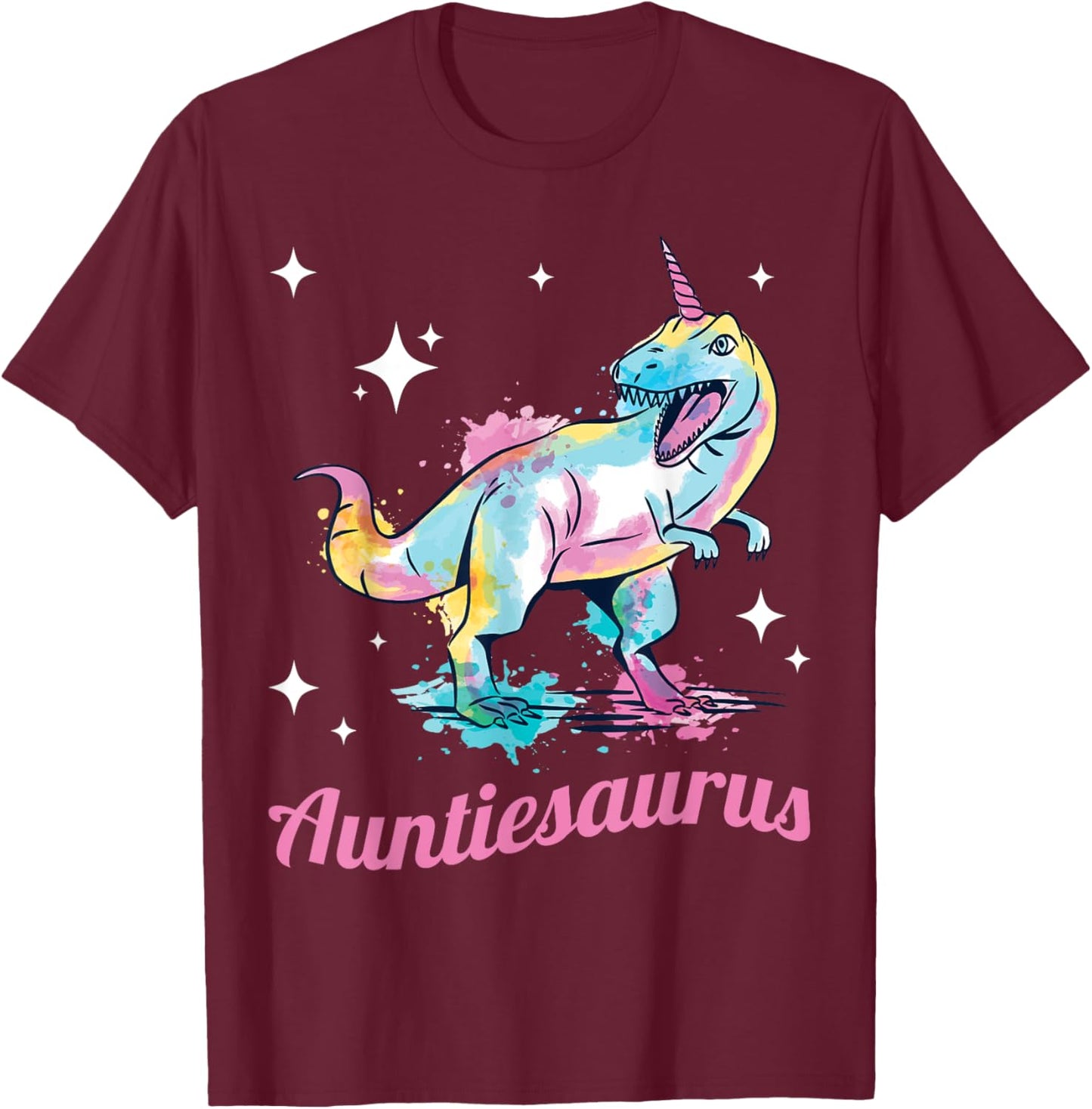 Auntie womans Dinosaur Auntiesaurus T-Shirt - T-Shirt | Maroon