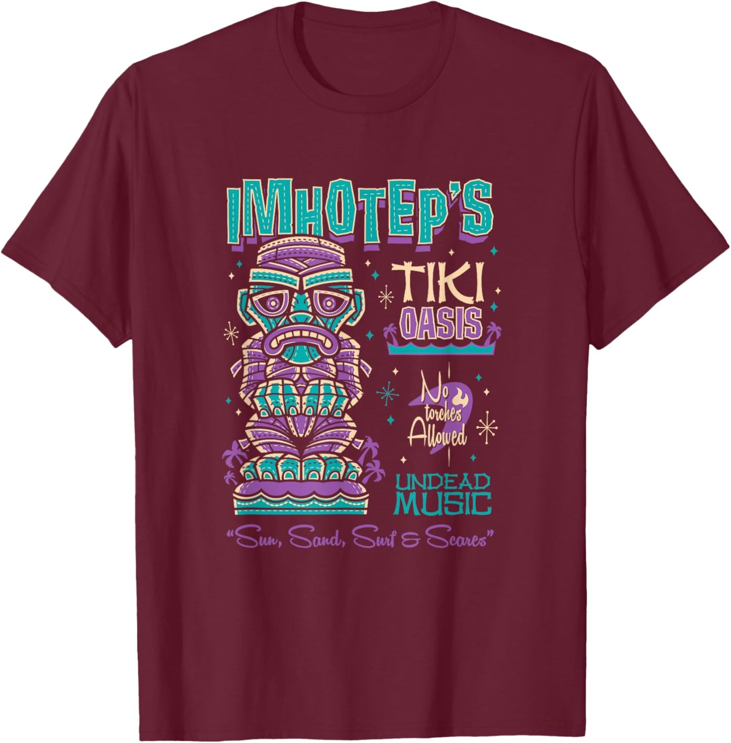 The Mummy Creepy Cute Tiki Lounge - Vacation Surf Monster T-Shirt - T-Shirt | Maroon