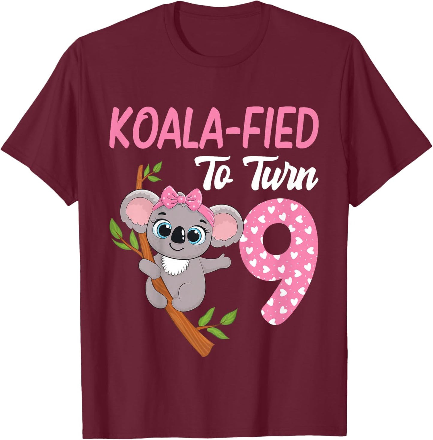9 Year Old Koala 9th Birthday Party Animal Koala Lover T-Shirt - T-Shirt | Maroon
