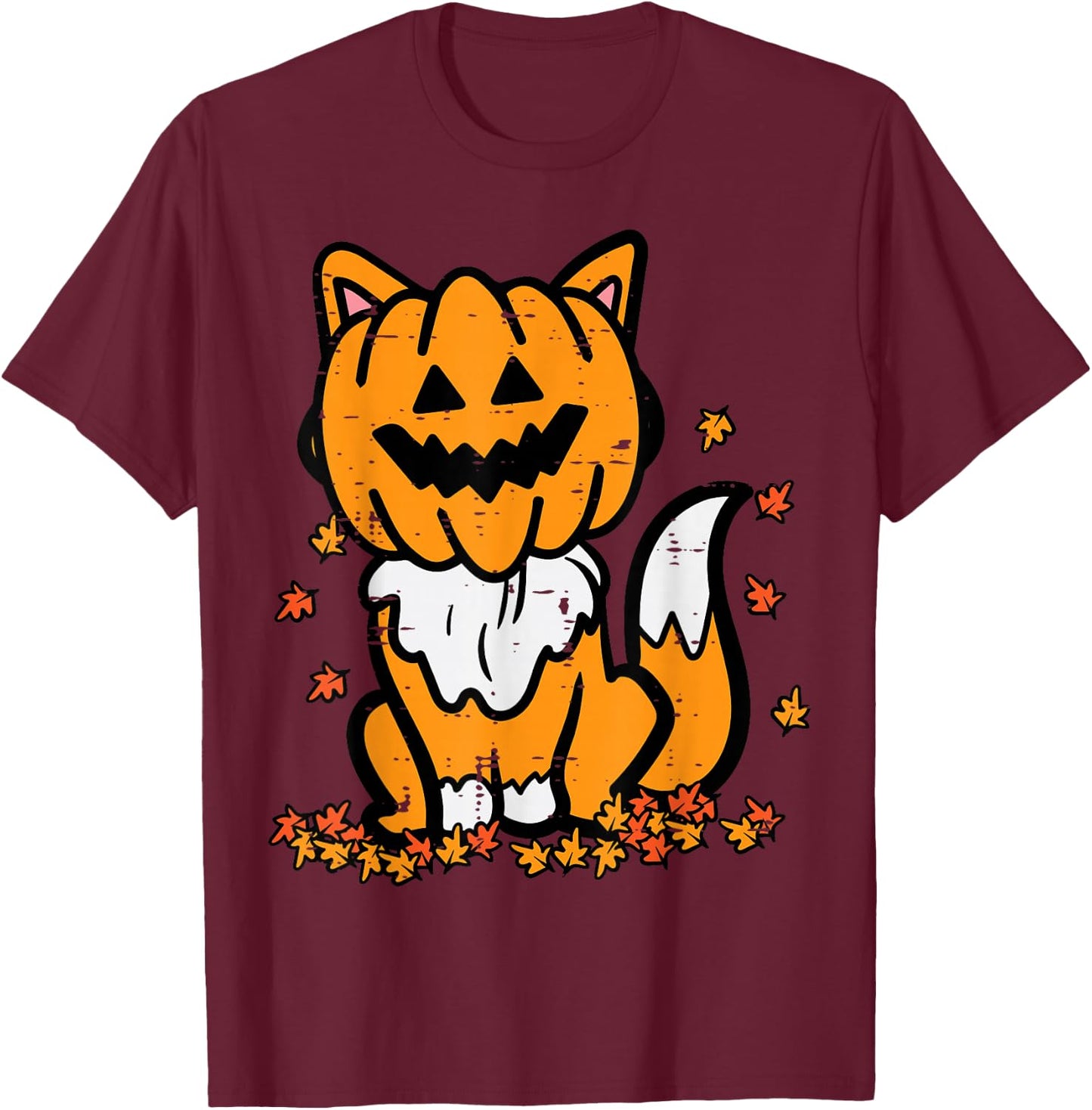 Halloween Fox Pumpkin Fall Autumn Costume Kids Women Men T-Shirt - T-Shirt | Maroon