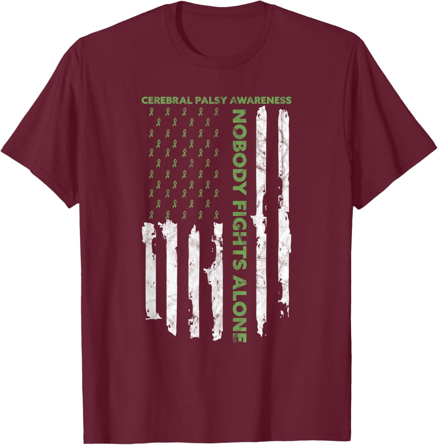 Fight Cerebral Palsy Awareness Month American Flag CP T-Shirt - T-Shirt | Maroon