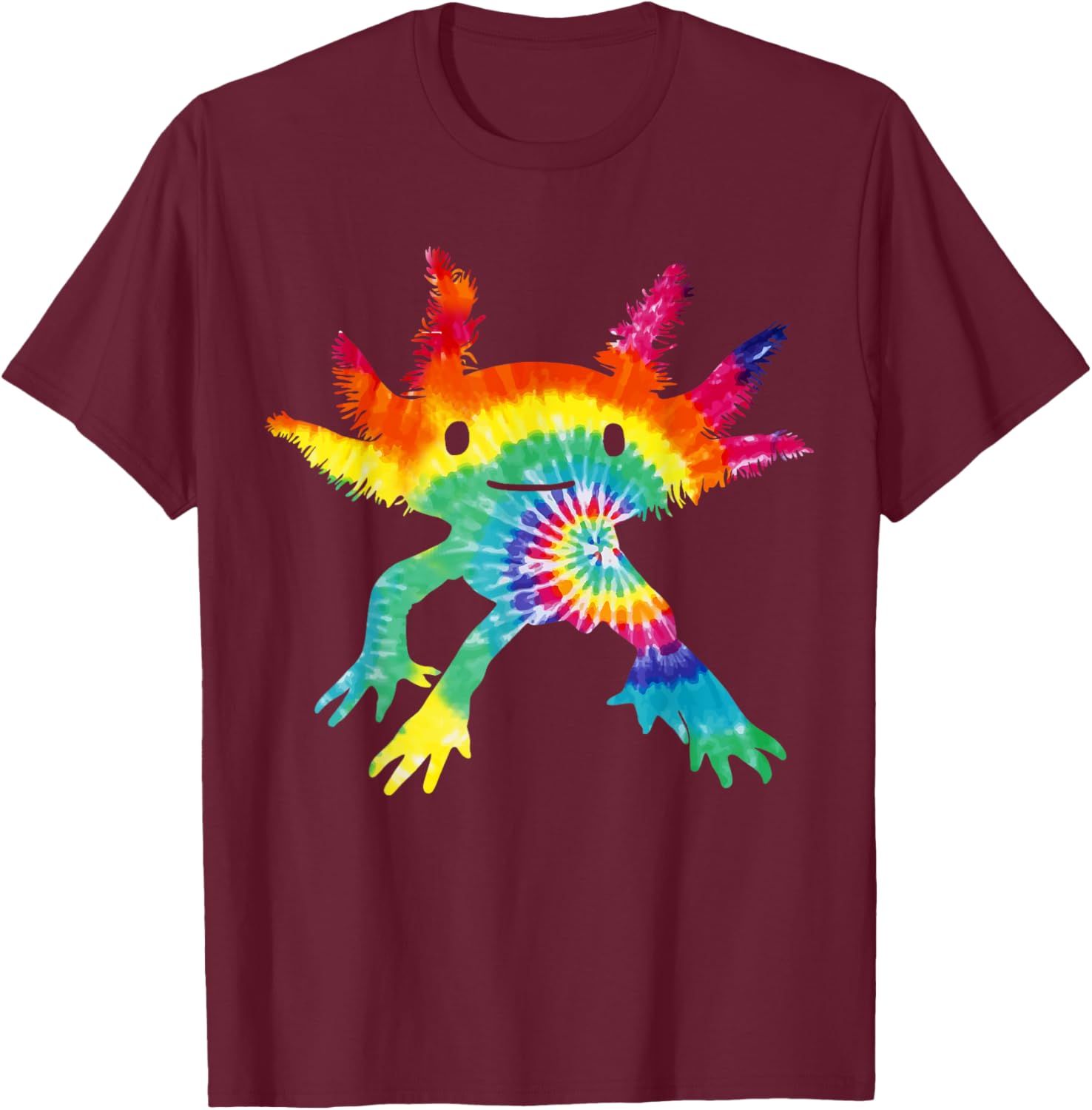 Cute Tie-Dye Axolotl Shirt Kids Boy Girl Salamander Axolotl T-Shirt - T-Shirt | Maroon