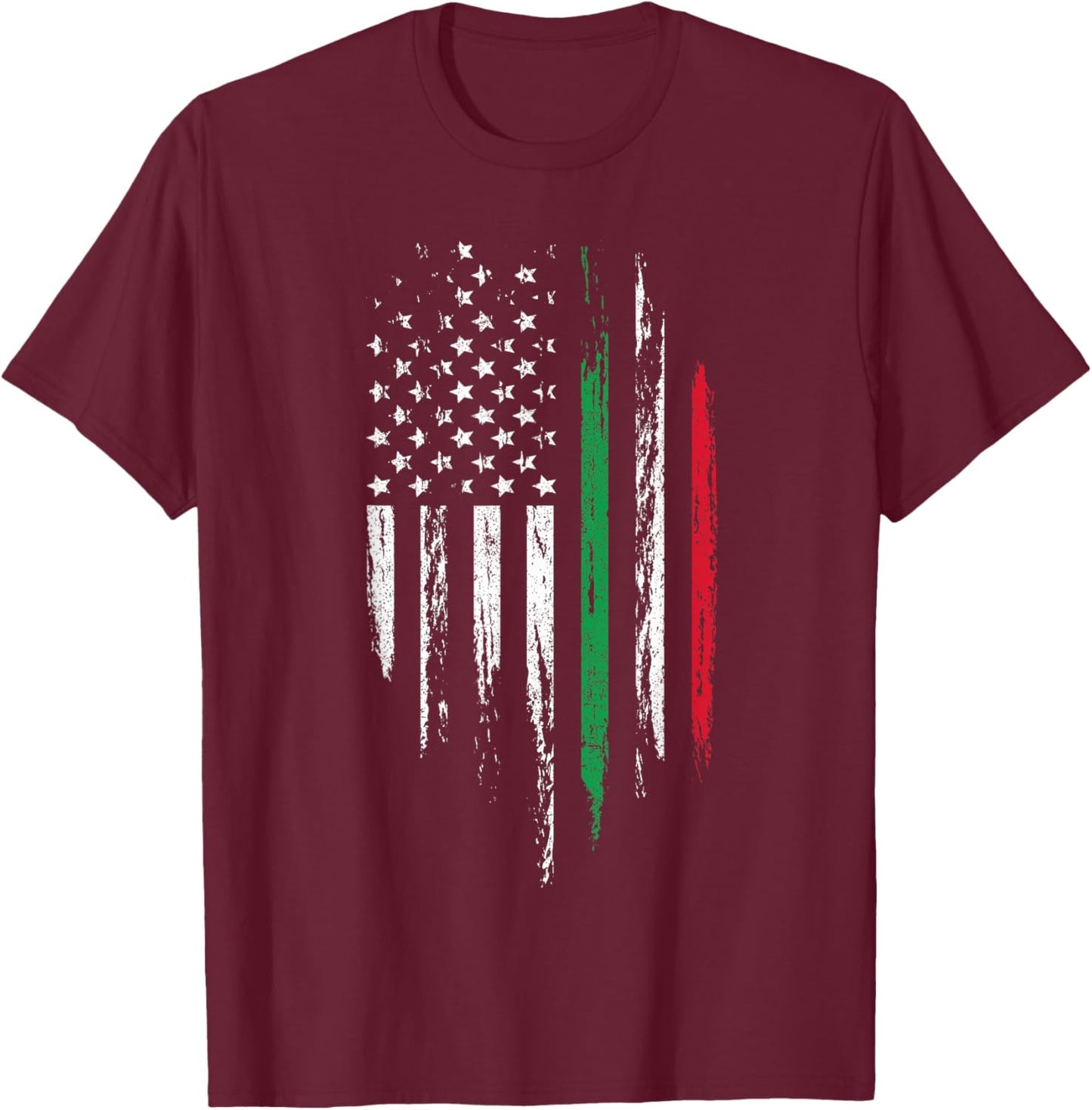 Italian American Flag Combo Italy USA Italia Patriotic Gift T-Shirt - T-Shirt | Maroon