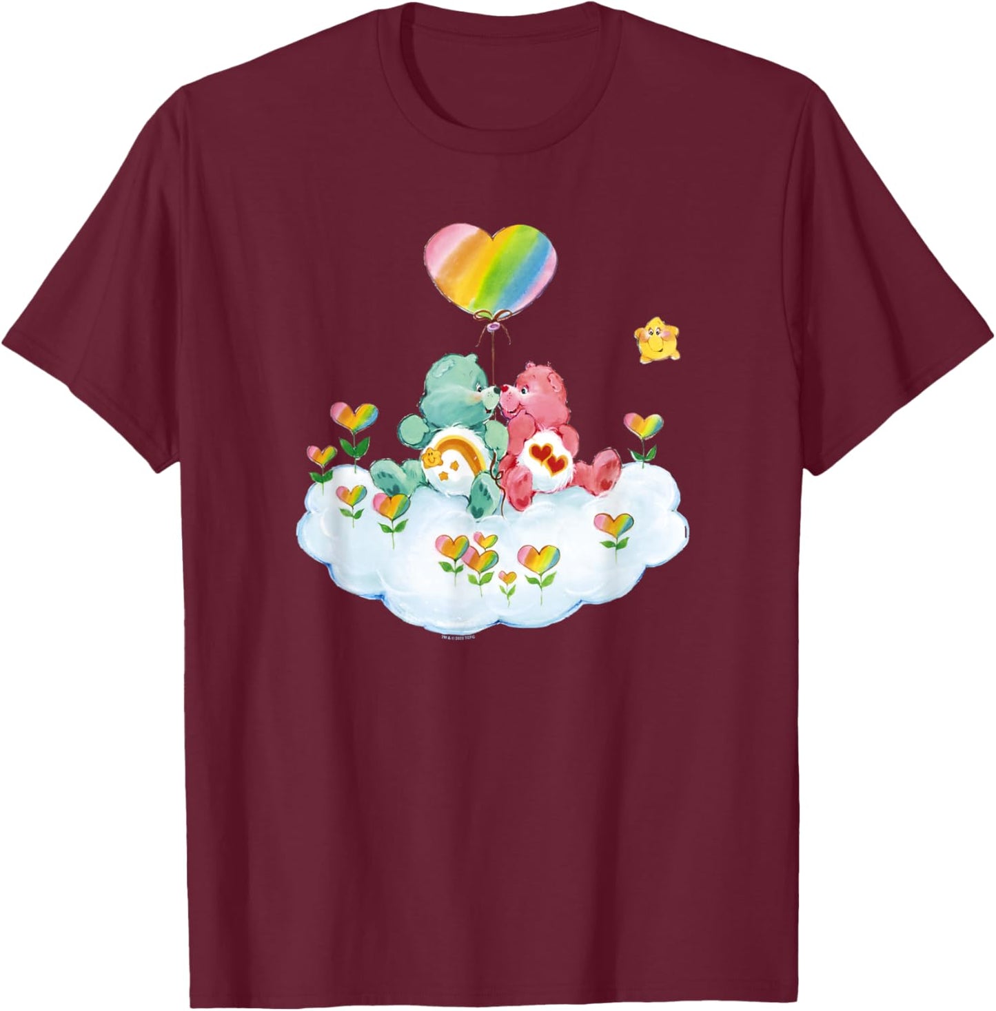 Care Bears Valentine's Day Wish & Love-A-Lot Bear Painting T-Shirt - T-Shirt | Maroon