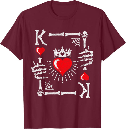 King of Hearts Card Costume - Halloween King of Hearts T-Shirt - T-Shirt | Maroon