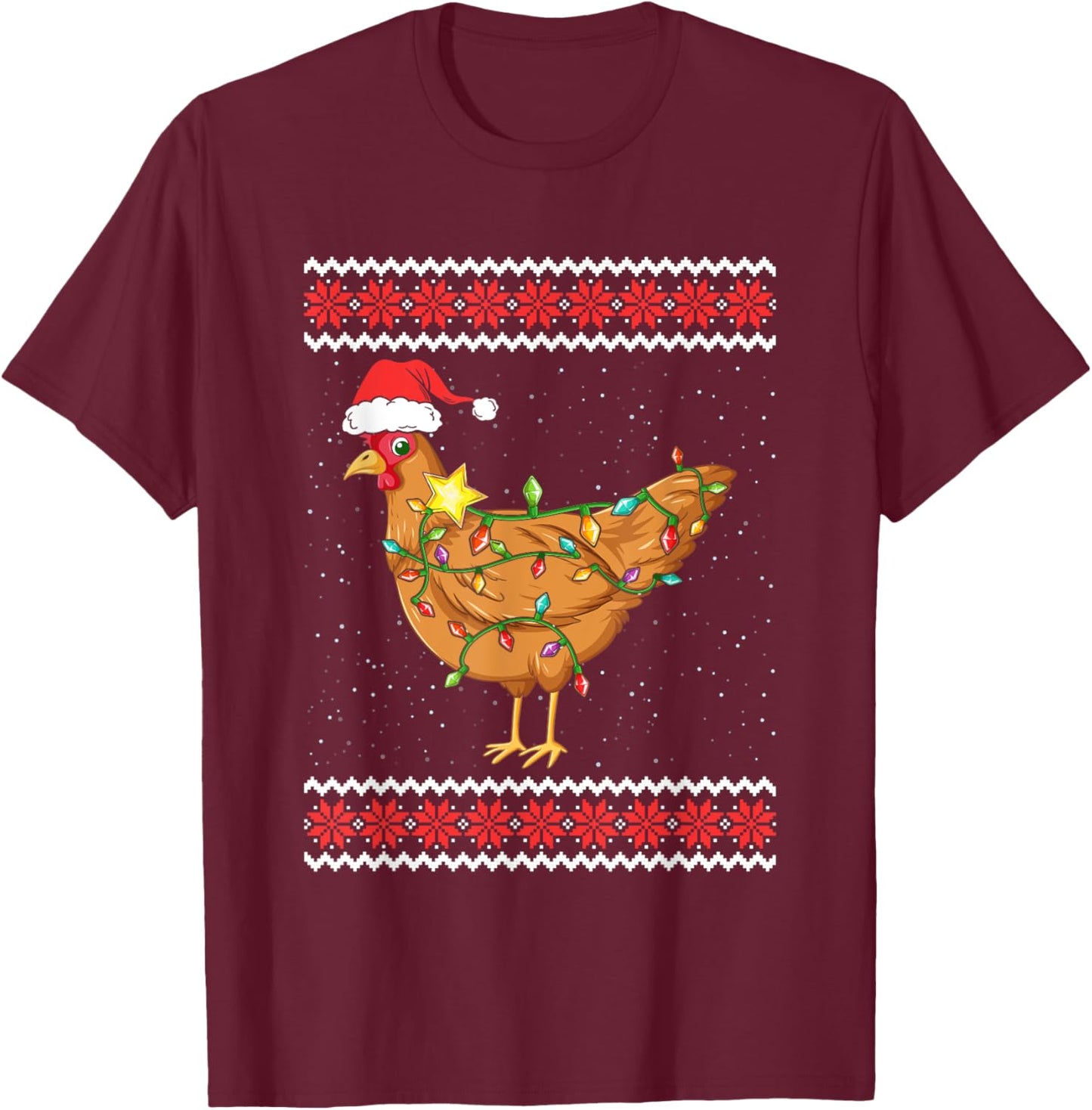 Hen Christmas Ugly Christmas Sweater Funny Chicken T-Shirt - T-Shirt | Maroon