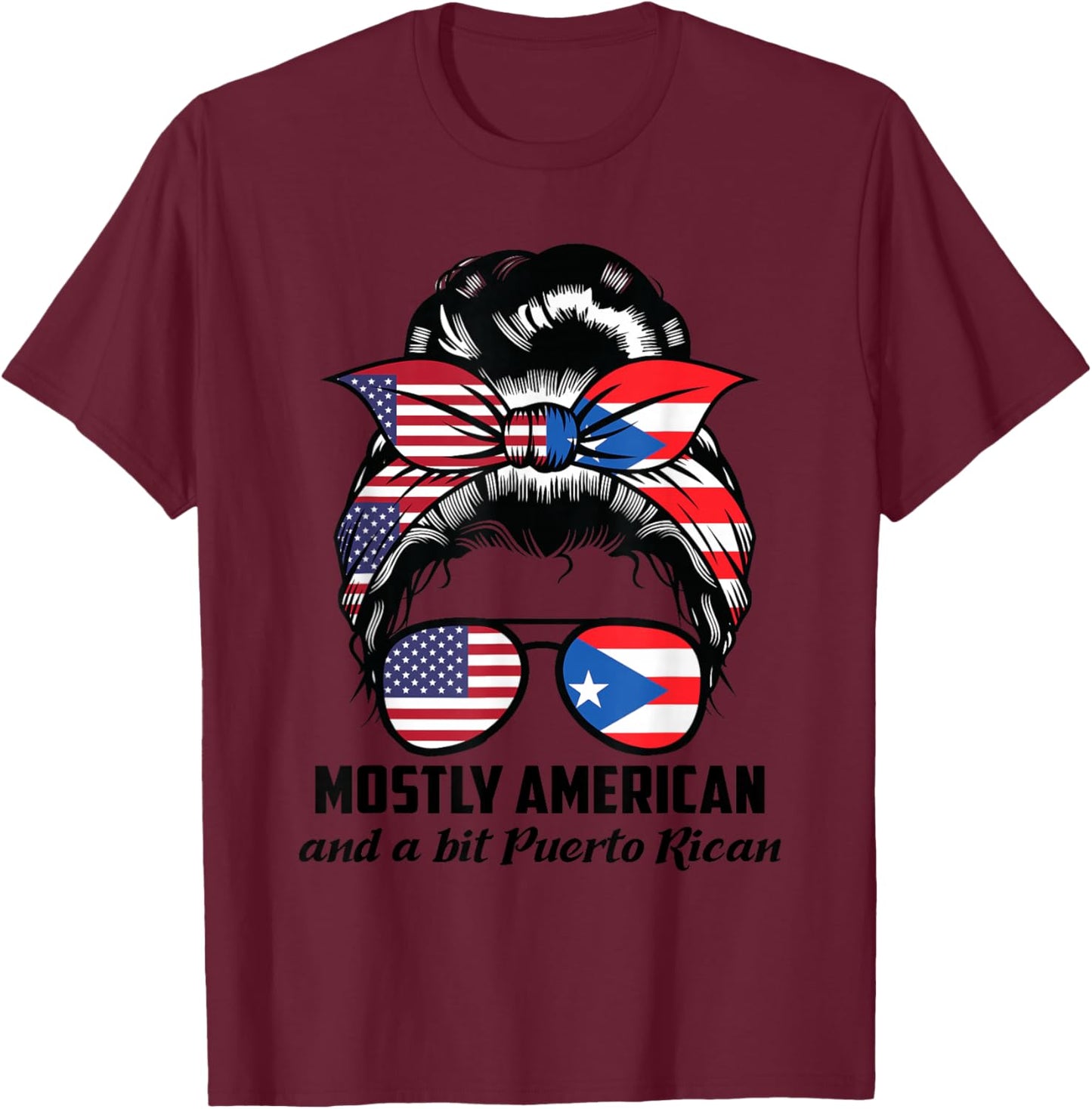 American and bit Puerto Rican Puerto Rican roots T-Shirt - T-Shirt | Maroon