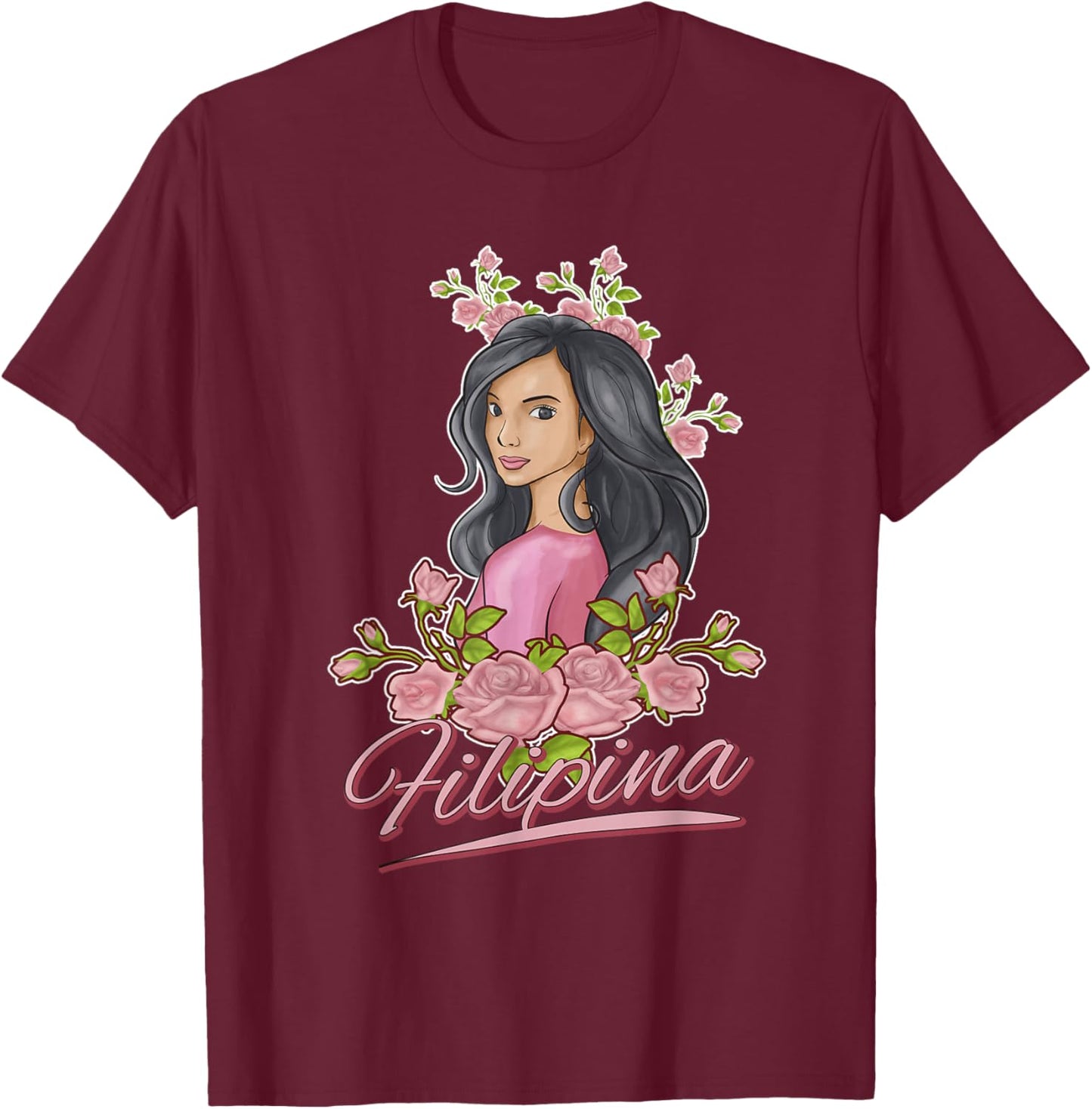 Philippines Filipina Flowers Filipino Girls T-Shirt - T-Shirt | Maroon