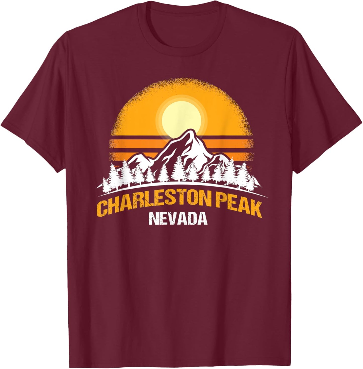 Charleston Peak Shirt, Hiking & Outdoor Nevada T-Shirt - T-Shirt | Maroon