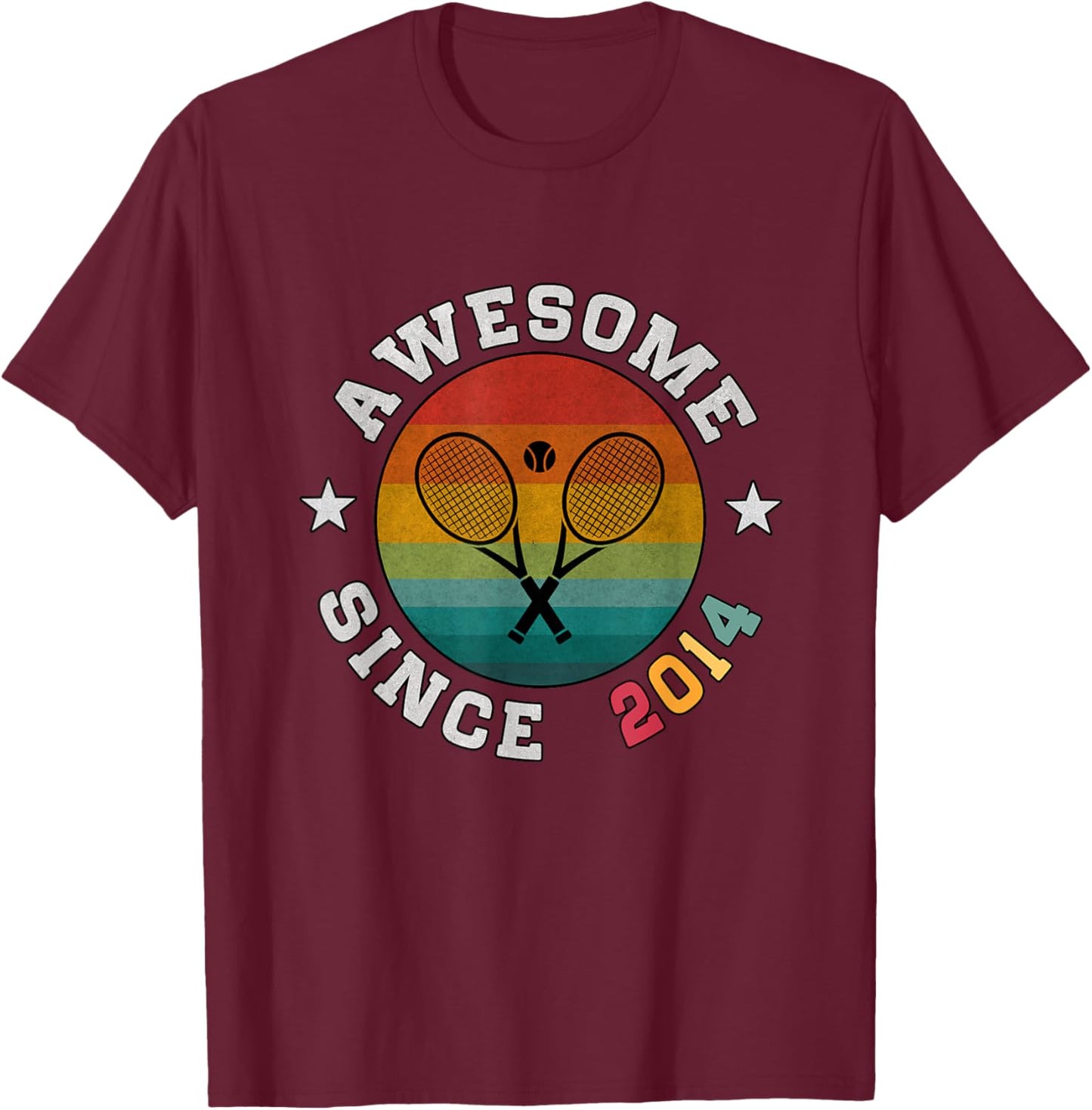 Birthday Tennis Player Gift 11 years Old Awesome Since 2014 T-Shirt - T-Shirt | Maroon